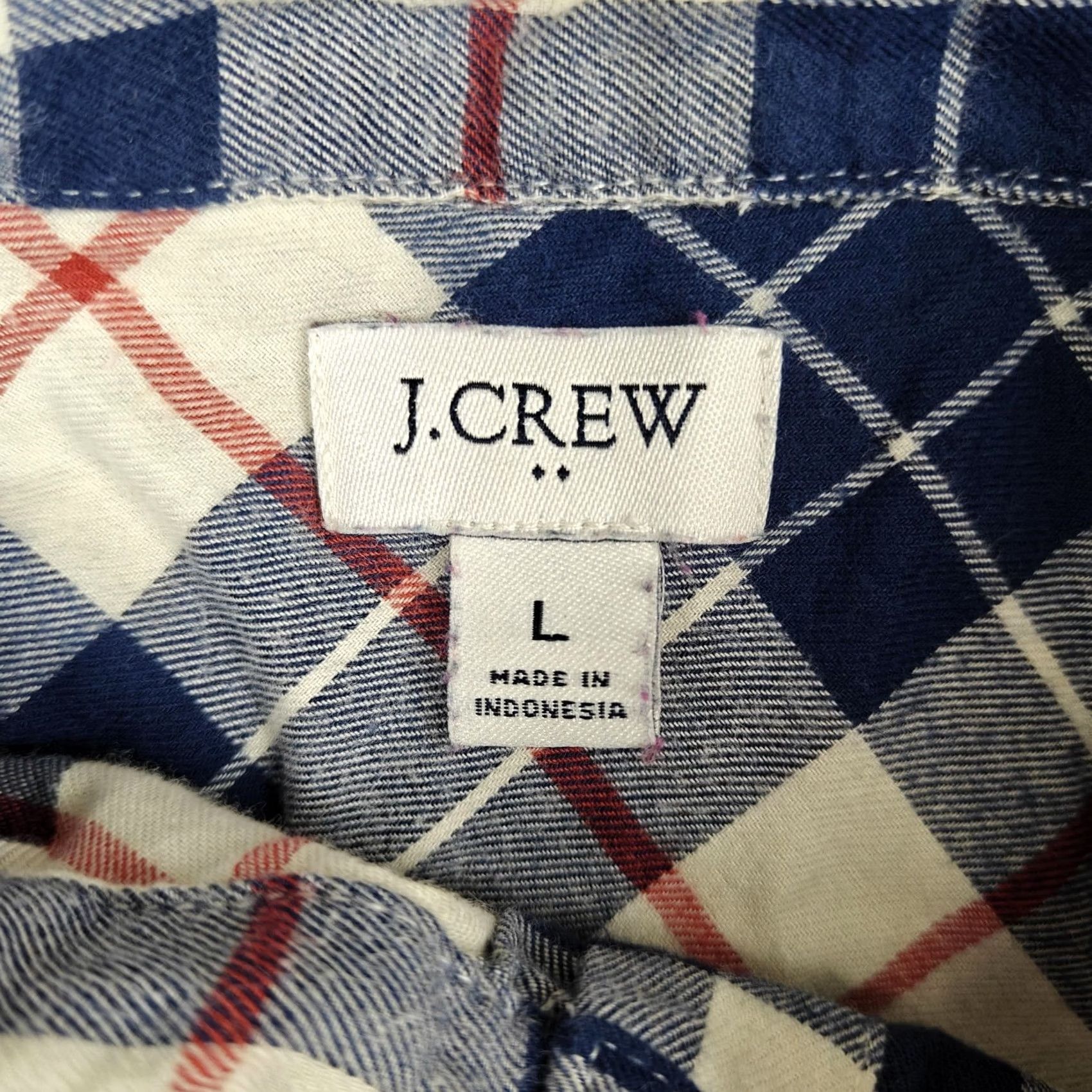 J.Crew J Crew Shirt Womens Large Blue Plaid Flannel Button Front Cotton Long Sleeve Size L / US 10 / IT 46 - 2 Thumbnail
