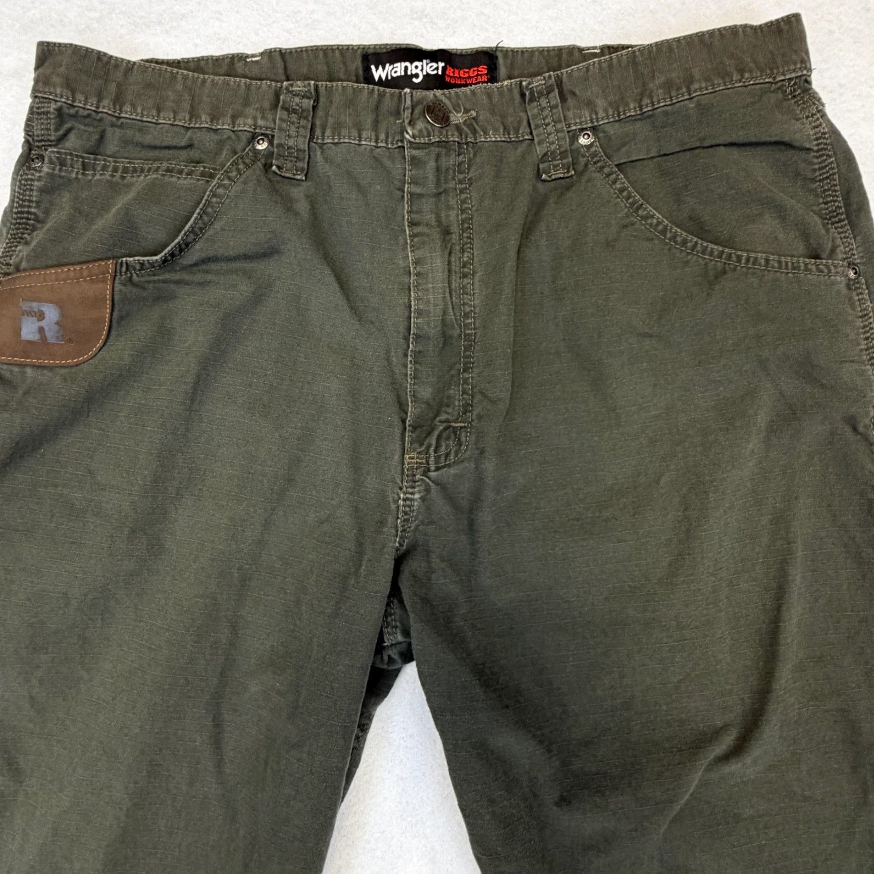 Wrangler Wrangler RIGGS Workwear Pants Mens 38x32 Green Carpenter Utility Ripstop Cotton Size US 38 / EU 54 - 2 Thumbnail