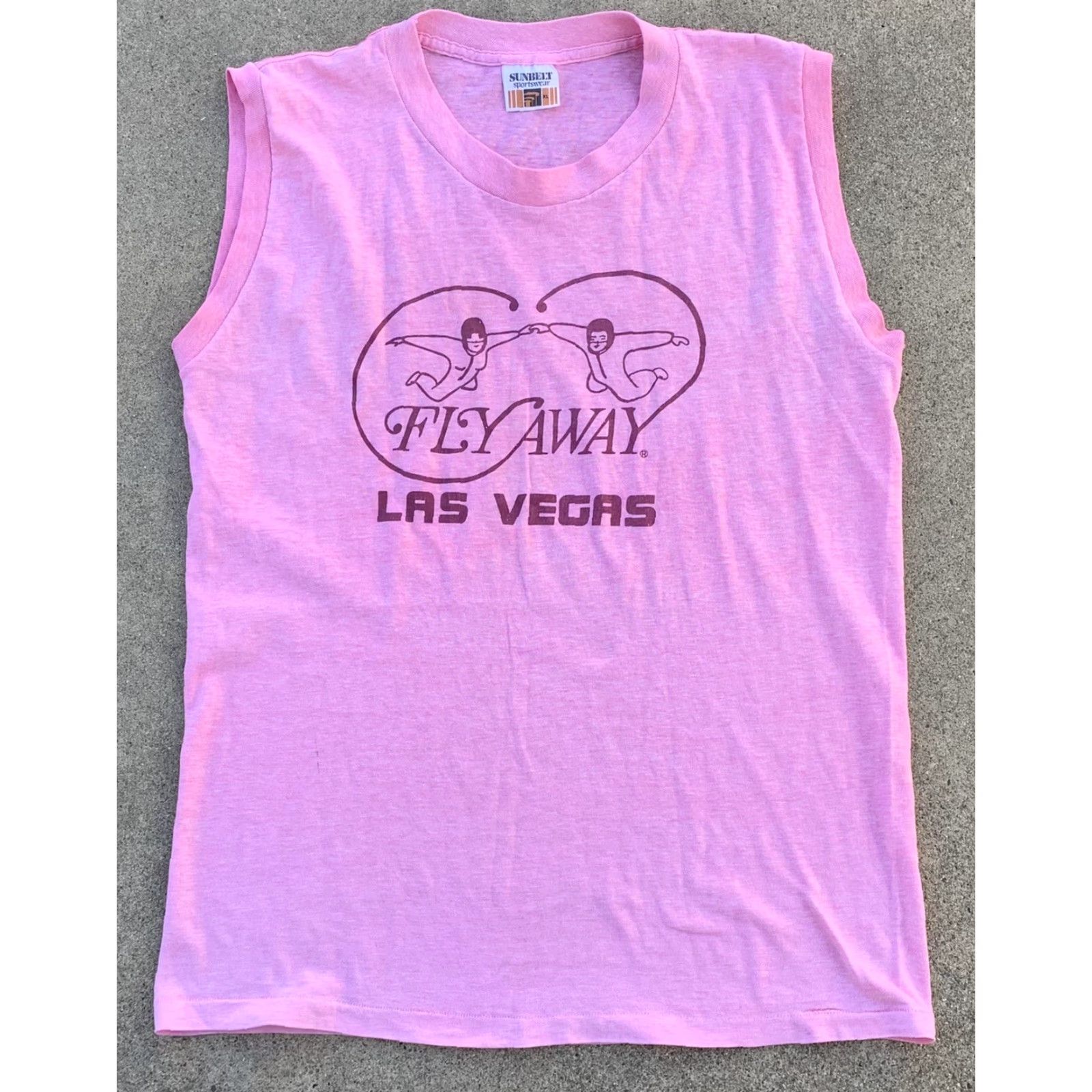 Vintage vintage Sunbelt Fly Away Las Vegas muscle tee pink sleeveless t shirt 80s 1980s XL Men graphic tee Size US XL / EU 56 / 4 - 3 Thumbnail