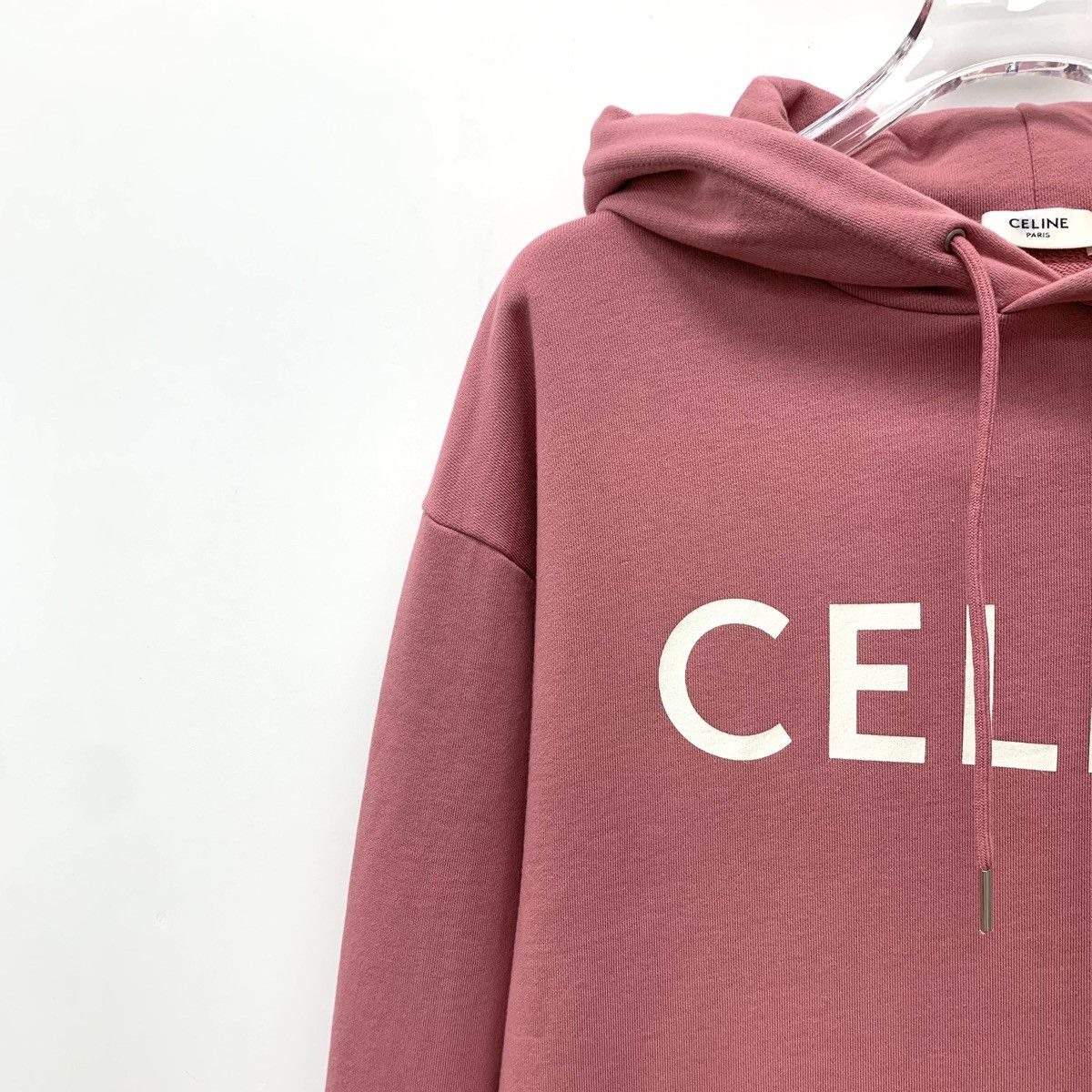 Celine Celine Pink Logo Printed Cotton Hooded Sweatshirt K26WX Size S / US 4 / IT 40 - 3 Thumbnail
