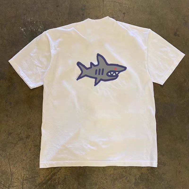 Vintage Street washed retro shark print cotton t-shirt Size US M / EU 48-50 / 2 - 1 Thumbnail