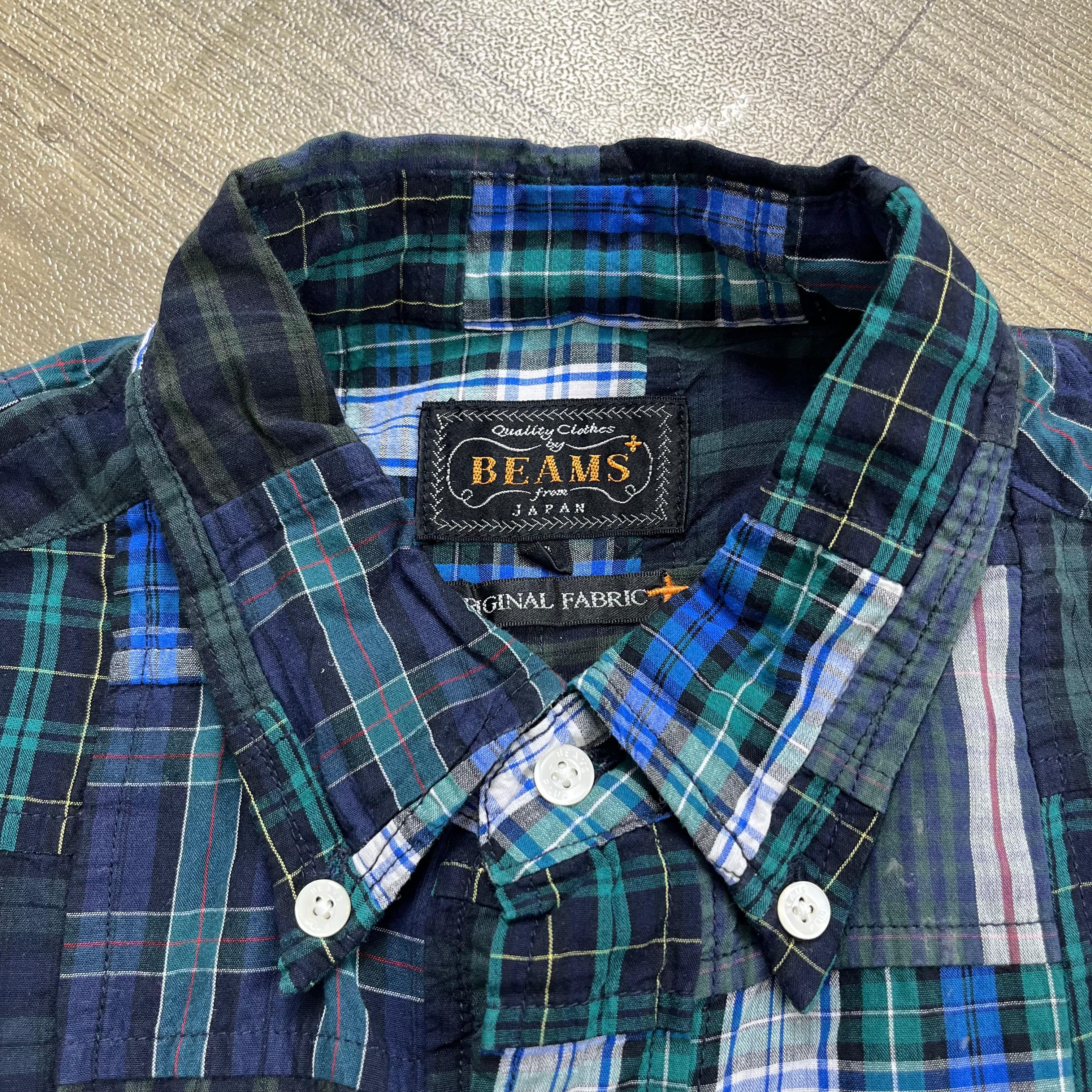 Beams Plus 00's Beams Plus Japanese Brand Patchwork Plaid Long Shirt Size US M / EU 48-50 / 2 - 8 Thumbnail