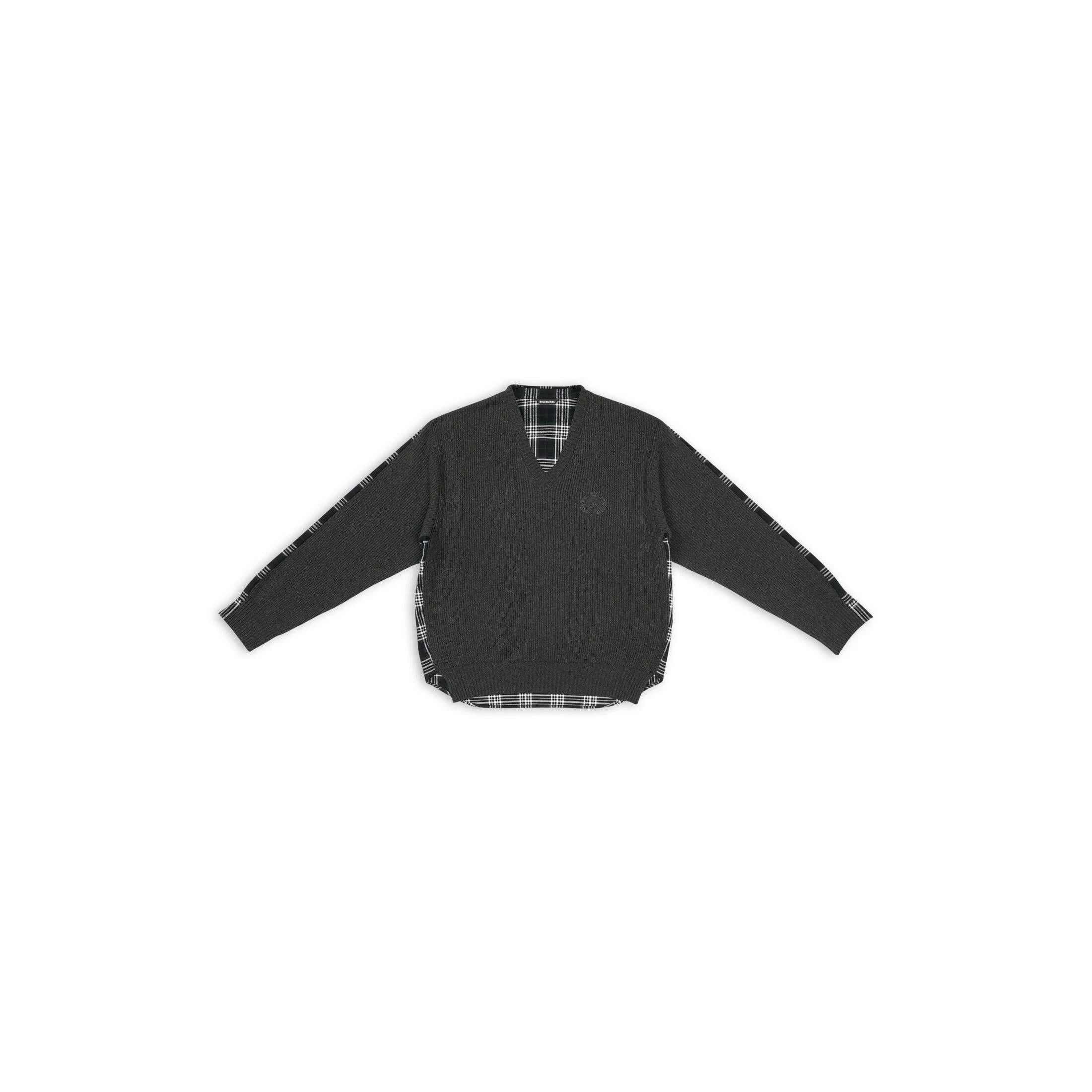 image of Balenciaga O1Mt1Gz0524 Hybrid V-Neck Shirt In Black, Men's (Size XS)