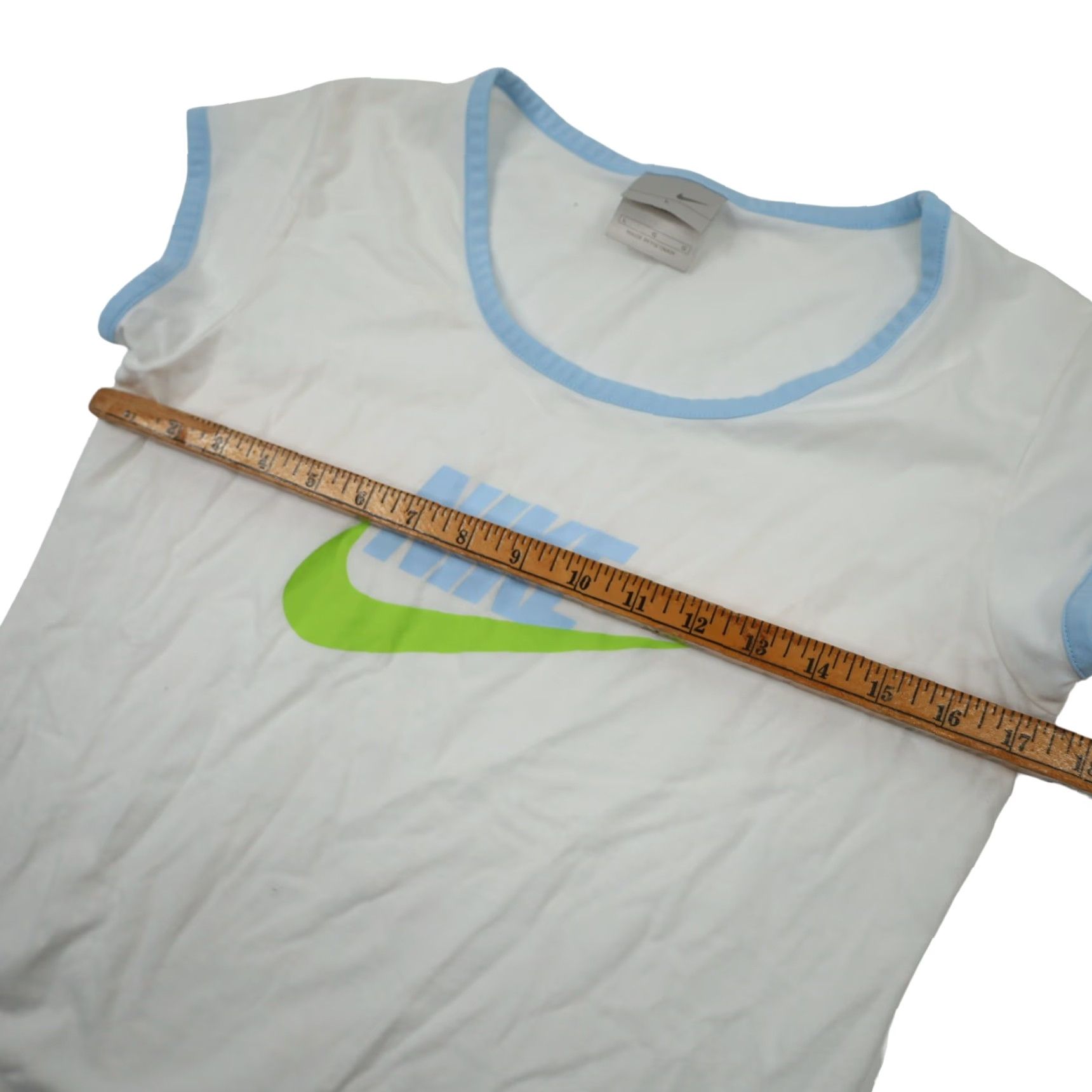 Nike VINTAGE Nike Womens L Ringer Spellout Graphic T Shirt White Shirt Womens L White Nike Spellout Graphic Vintage Y2k Size L / US 10 / IT 46 - 6 Thumbnail