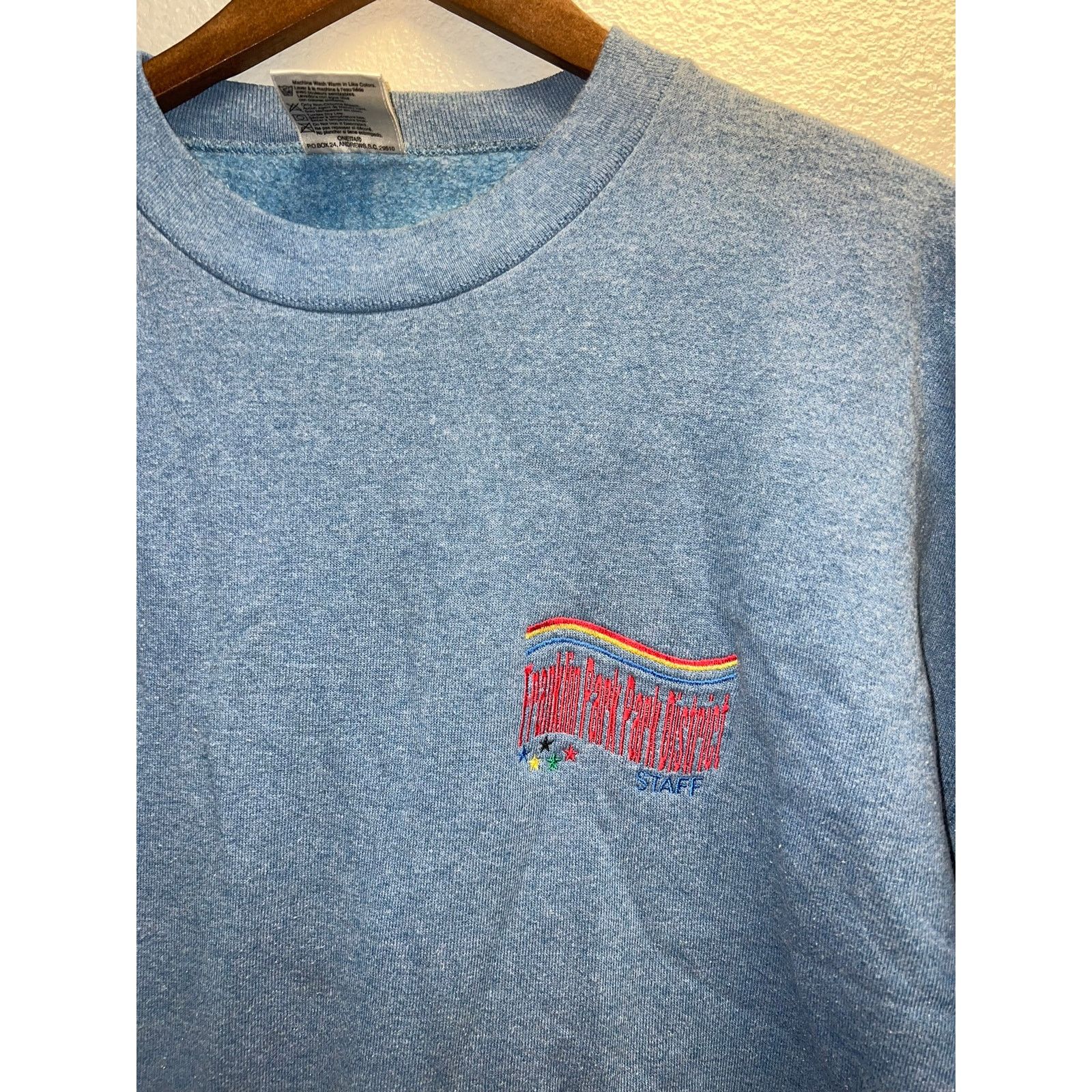 Vintage Vintage Oneita Sweatshirt Franklin Blue Crewneck 90s XL Size US XL / EU 56 / 4 - 2 Thumbnail