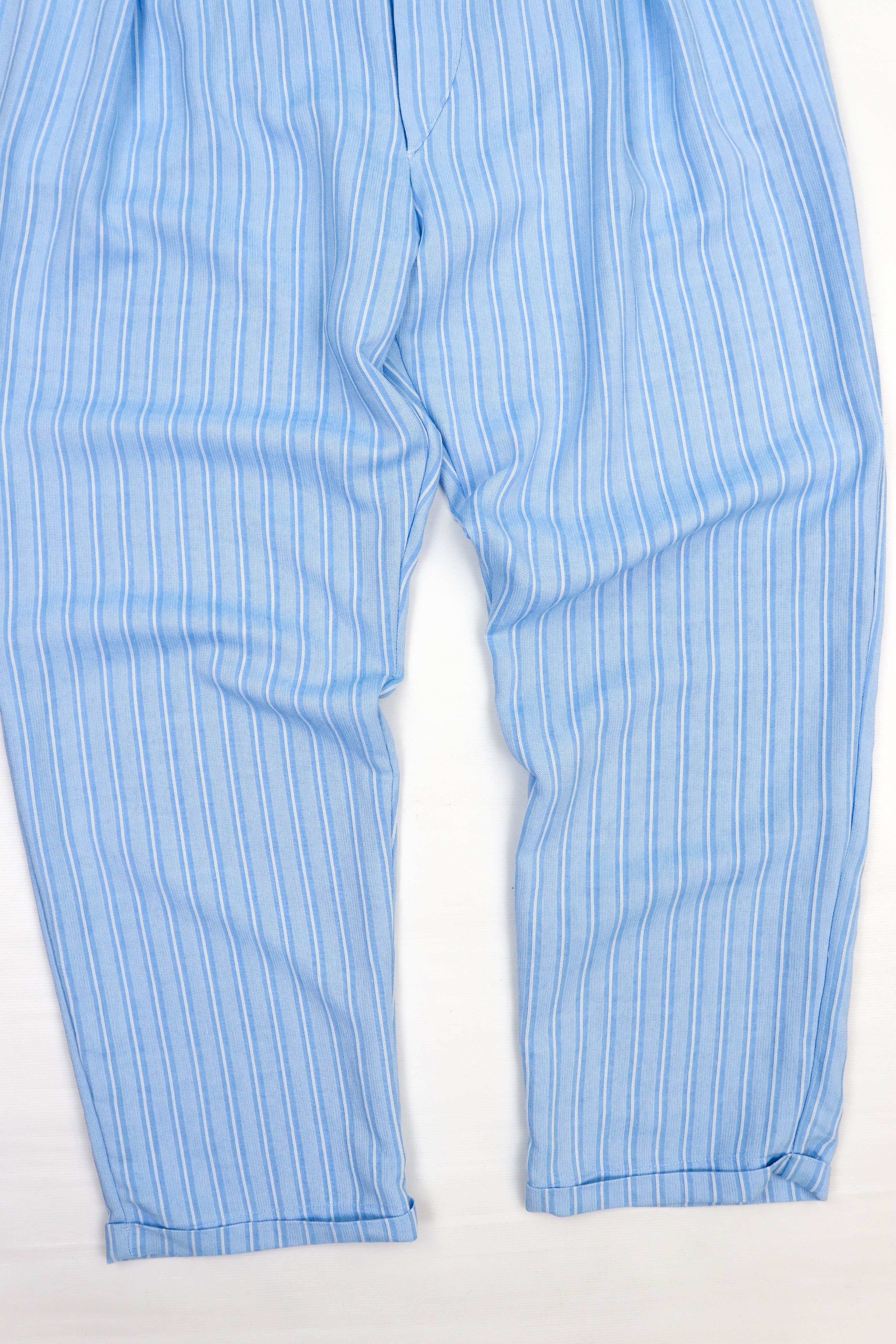 Other SHEBO Pleated Front Striped Blue Cotton/Linen Trousers Pants Size US 32 / EU 48 - 6 Thumbnail
