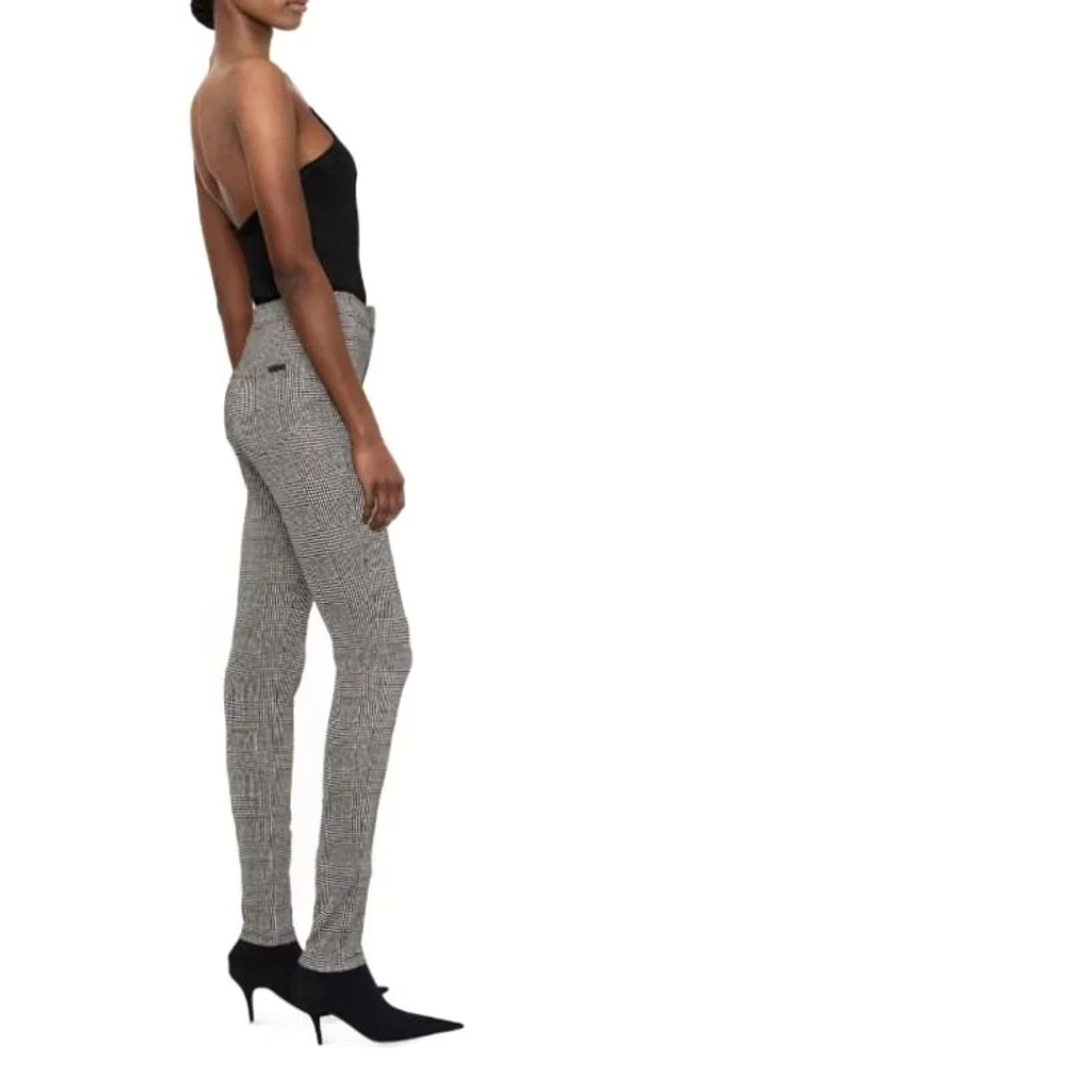 Yves Saint Laurent Saint Laurent check-patterned Skinny Jersey Leggings Trousers Pants, Women, Size S, Gray, Check, Leggings, Slim, Jersey, Saint Laurent Size S / US 4 / IT 40 - 3 Thumbnail