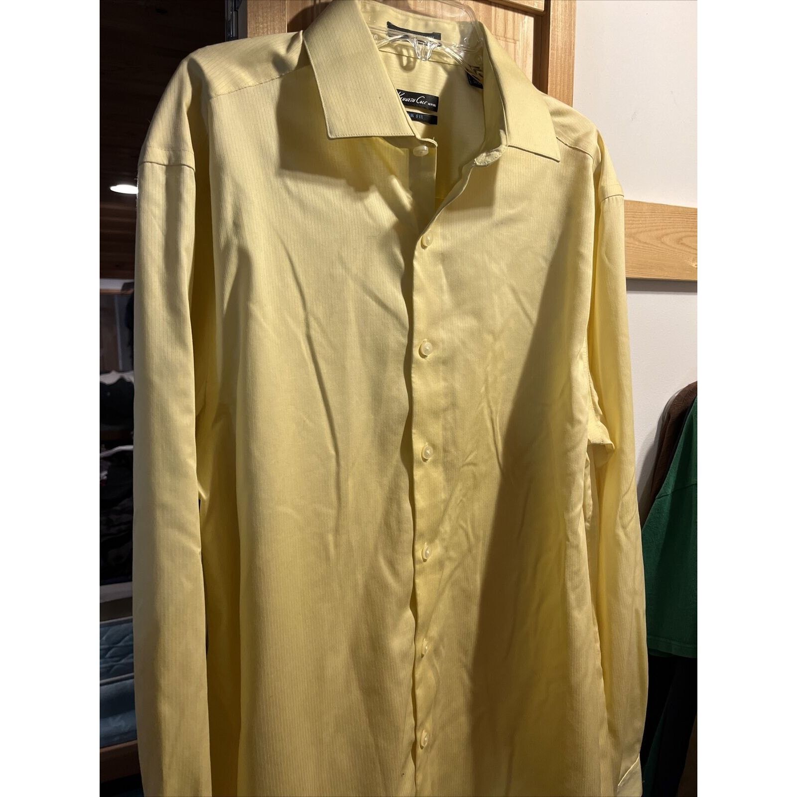 Kenneth Cole Kenneth Cole New York Men’s 15.5 34/35 Yellow Cotton Shirt Size US M / EU 48-50 / 2 - 2 Thumbnail