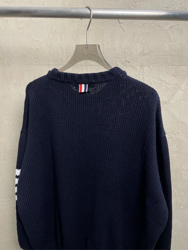 Thom Browne Thom browne Dark blue anchor four-striped round-neck knitte Size US M / EU 48-50 / 2 - 4 Thumbnail