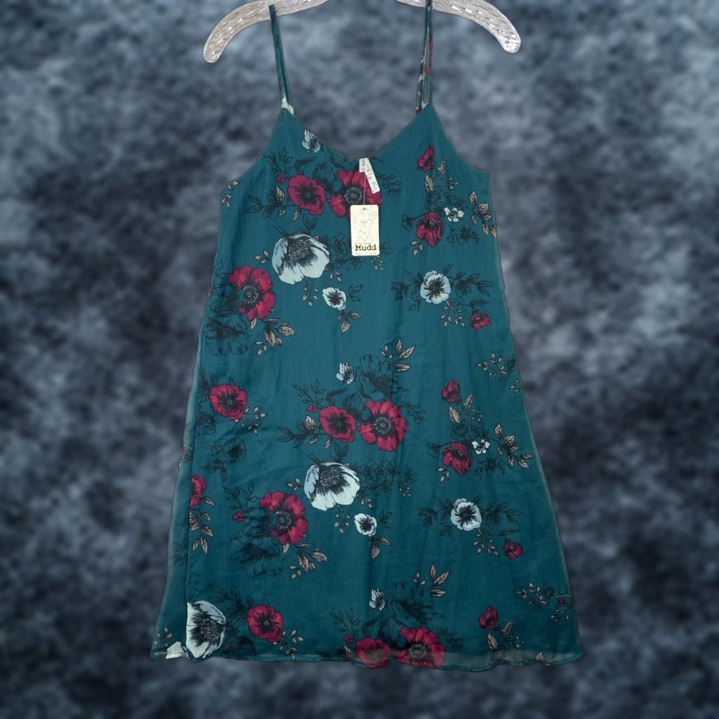 Vintage Mudd Slip Dress Womens XS Green Floral Y2K Sleeveless Lined V-Neck Pullover NWT Size XS / US 0-2 / IT 36-38 - 1 Thumbnail