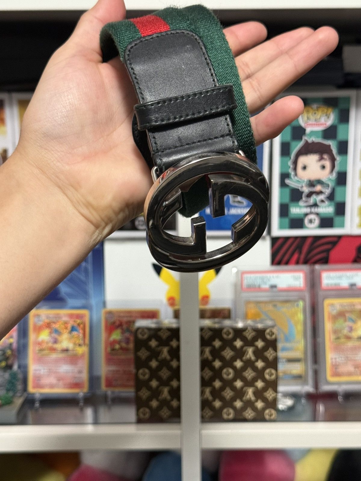 Gucci Gucci Red Green Belt Size 32 - 2 Thumbnail