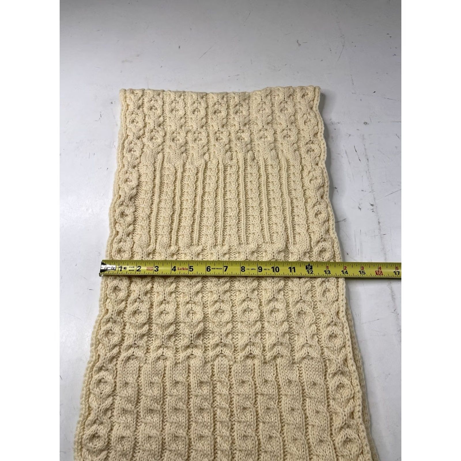 Vintage Blarney Wool Scarf Ivory Infinity Scarf 100% Merino Wool Made in Ireland Cable Knit Size ONE SIZE - 6 Thumbnail