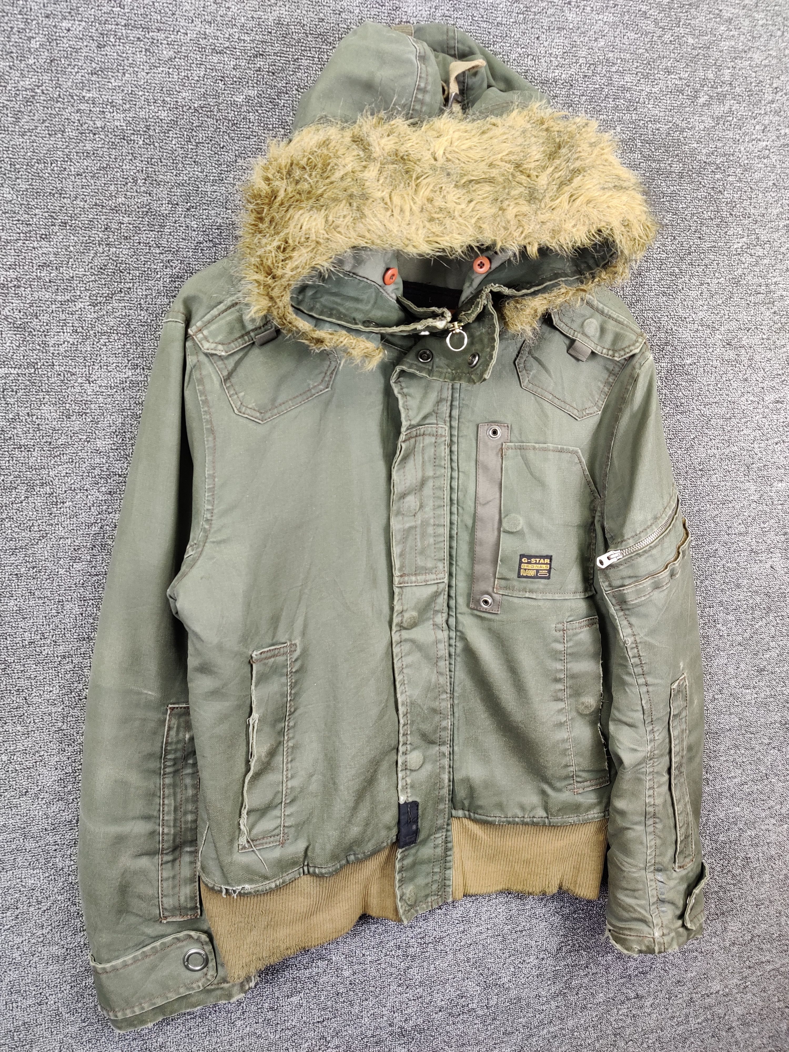 G-Star Vintage G Star Raw 3301 Military Fur Jacket Olive Green Size US L / EU 52-54 / 3 - 5 Thumbnail