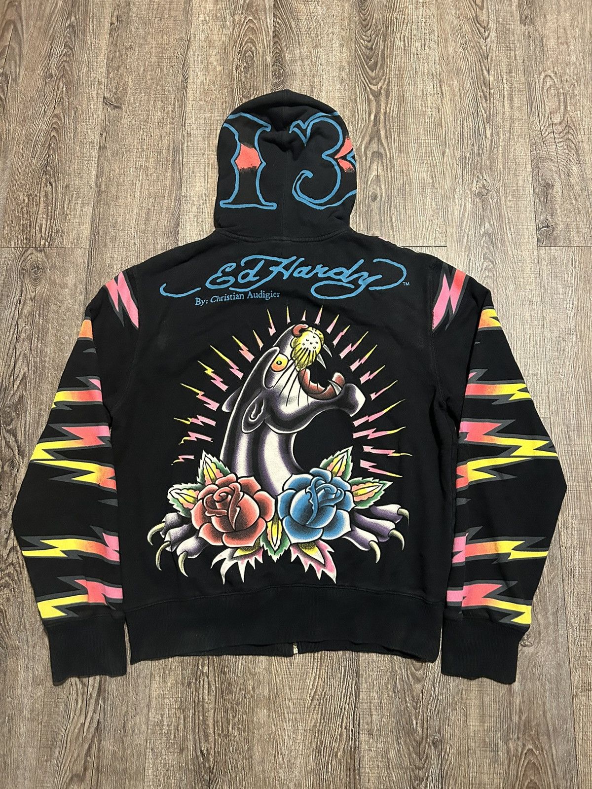 Christian Audigier × Ed Hardy RARE Grail Ed Hardy Christian Audigier Skull Zip Up Hoodie Size US XL / EU 56 / 4 - 8 Thumbnail
