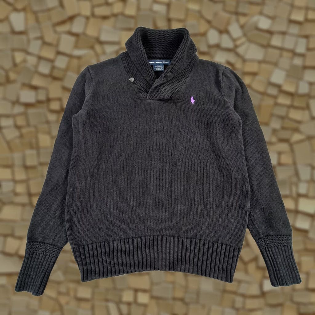 Polo Ralph Lauren Polo Ralph Lauren Jumper Womens Shawl Neck Black Large 100% Cotton Pullover Knit Embroidered Logo Wool? Size L / US 10 / IT 46 - 1 Thumbnail
