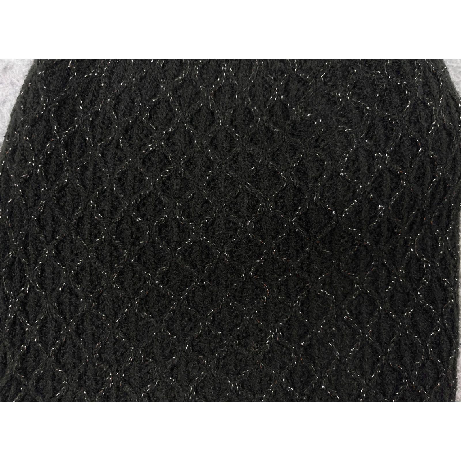 Vintage Womens Beanie Beanie Knit Black Sparkly Acrylic Metallic Blend Ski Theme One Size Adult One Size Black Sparkly Ski Womens Size ONE SIZE - 2 Thumbnail