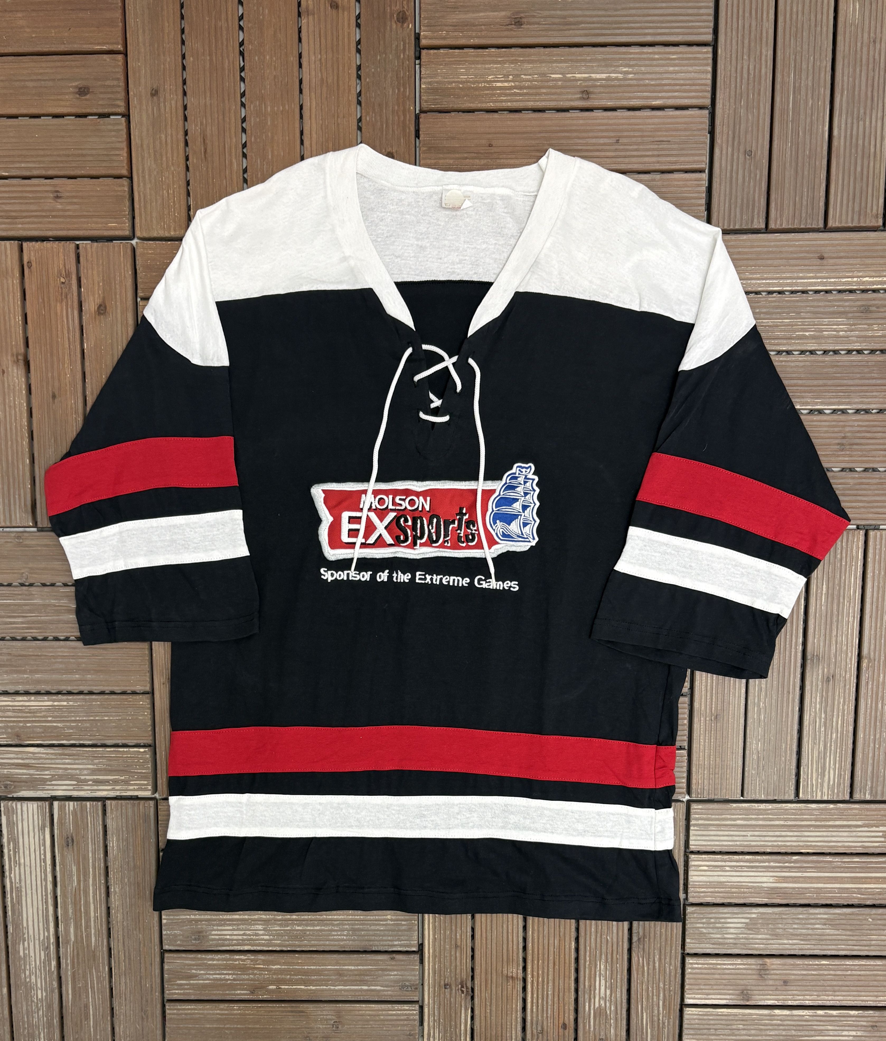 Vintage Molson Ex Sports Stitched Vintage Black 3/4 Sleeve Shirt Size US XXL / EU 58 / 5 - 1 Thumbnail