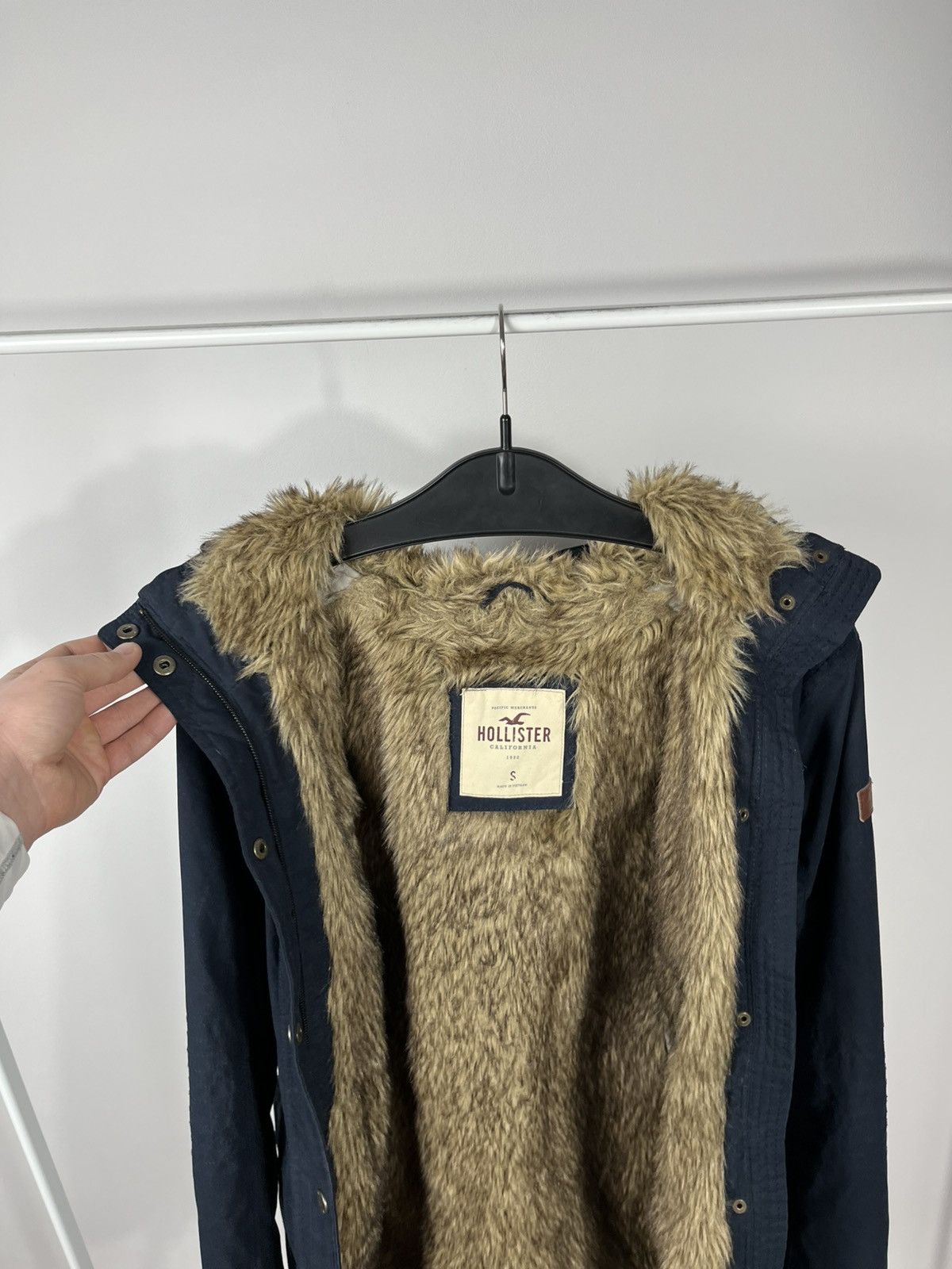 Hollister Hollister Faux Fur Lined Parka Jacket Navy Blue Size S Size S / US 4 / IT 40 - 10 Thumbnail