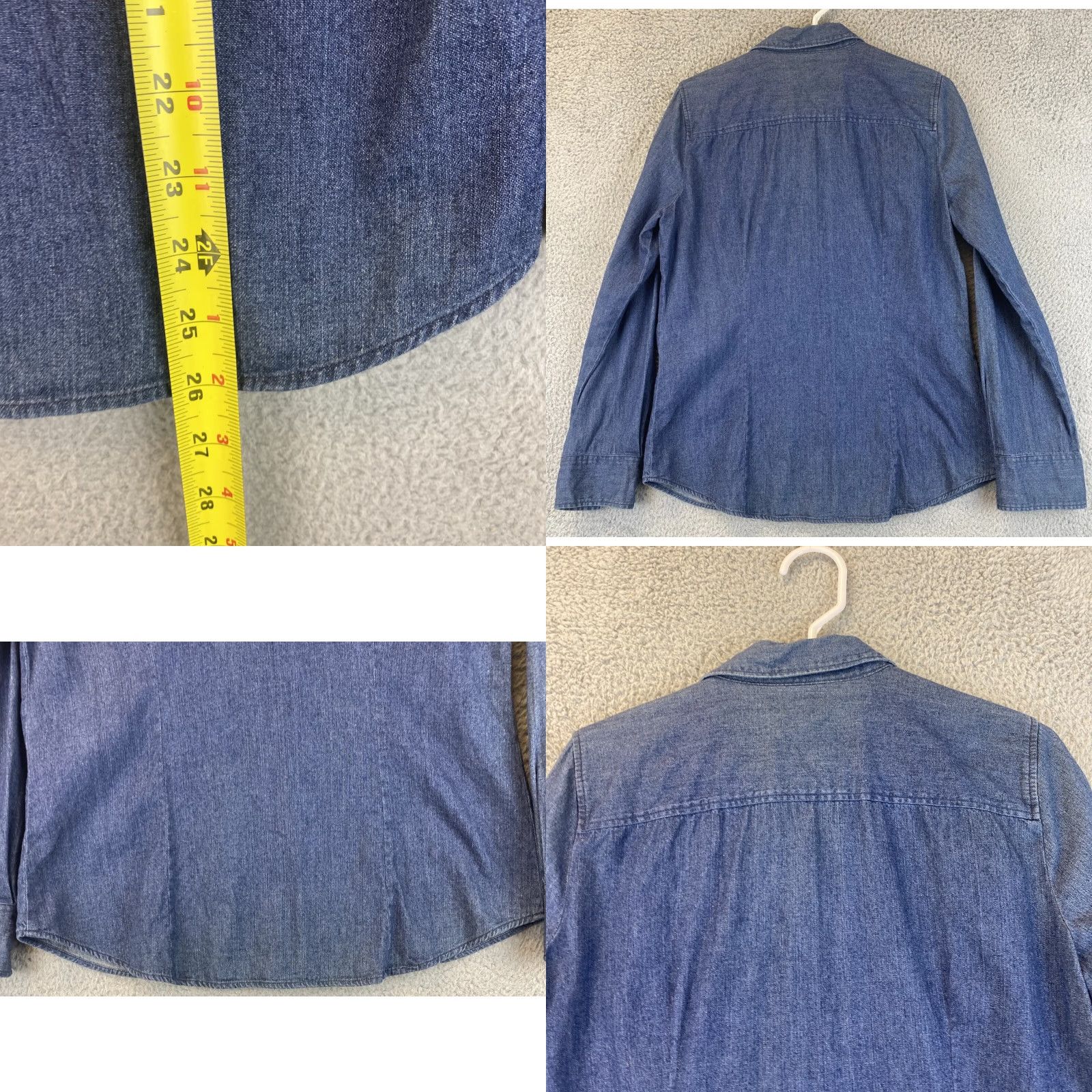 Ralph Lauren LAUREN RALPH LAUREN Women's Blue Long Sleeve Button-Up Shirt with Pockets Size M Cotton Size M / US 6-8 / IT 42-44 - 8 Thumbnail