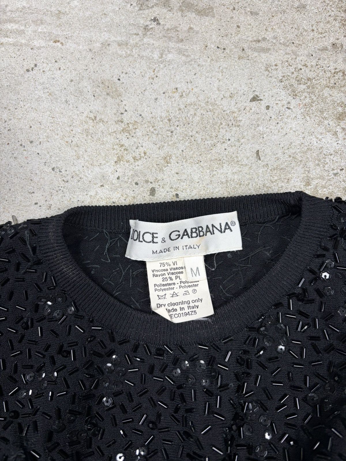Dolce & Gabbana SS 1999 Dolce & Gabbana Runway Beaded Black Ultra Crop Top Size M / US 6-8 / IT 42-44 - 7 Thumbnail