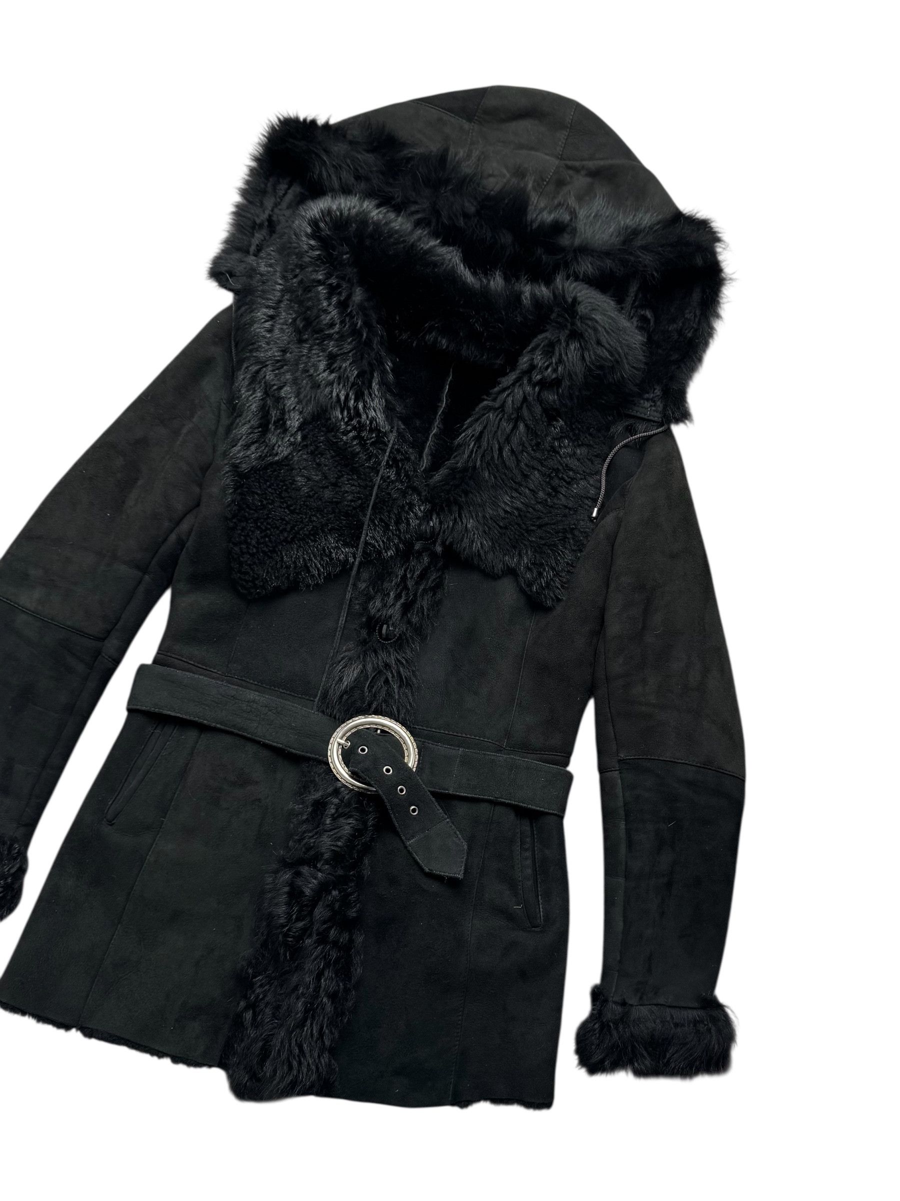 Vintage 90's Real Sheepskin Coat With Belt(V423) Size XS / US 0-2 / IT 36-38 - 3 Thumbnail