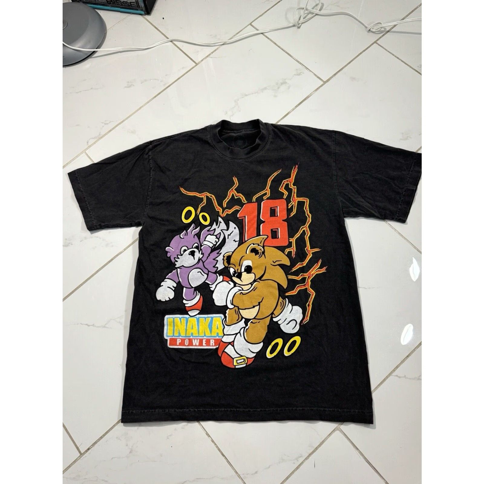 Vintage Inaka Power Black Sonic Hedgehog Parody Graphic T-Shirt Gym Lifting Large Men Black shirt Humor 90s? Size US L / EU 52-54 / 3 - 5 Thumbnail