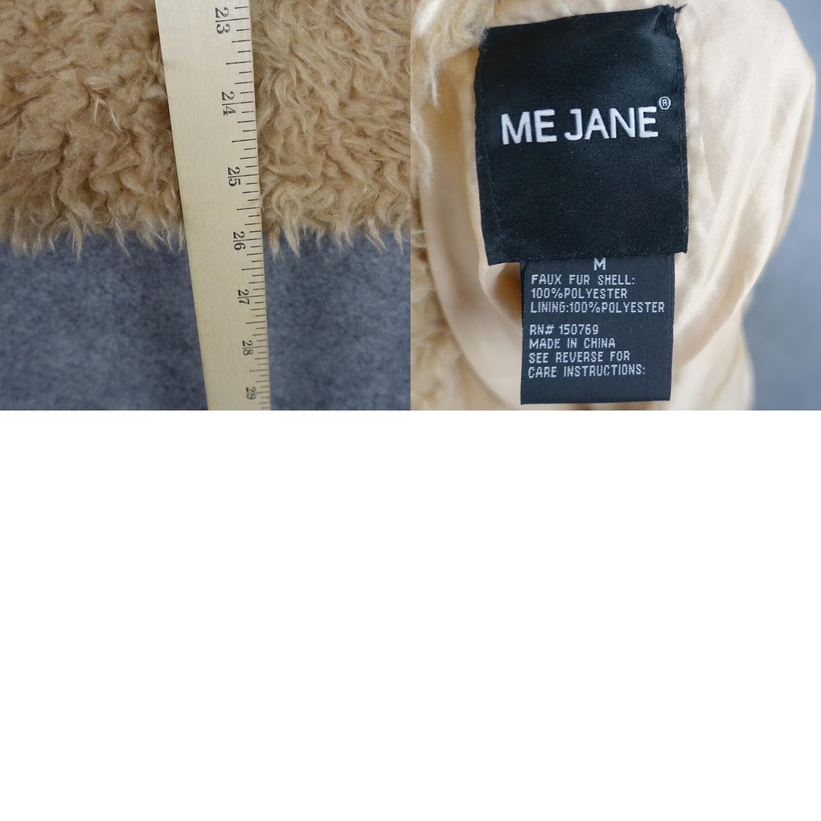 Vintage Me Jane Jacket Womens Medium Beige Shaggy Faux Fur Open Front Sherpa Teddy Y2K Size M / US 6-8 / IT 42-44 - 8 Thumbnail