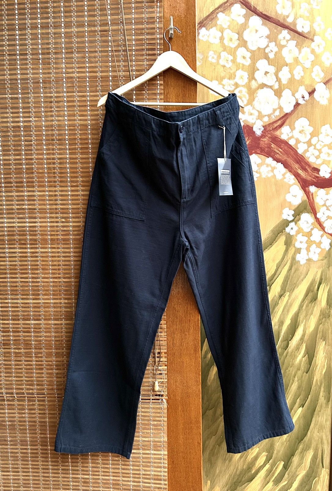 Japanese Brand Okonkwo Mfg Navy Blue Fatigue Pants Loos Fit Size US 37 - 1 Thumbnail