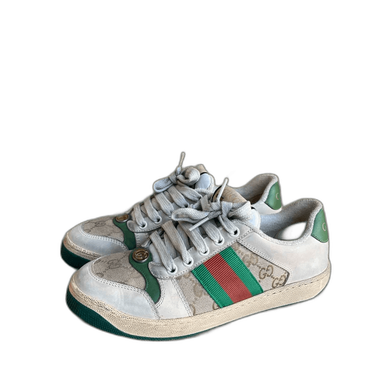 Gucci Gucci Screener White Green Dirty Shoes-2505 Size US 6.5 / EU 39-40 - 1 Thumbnail