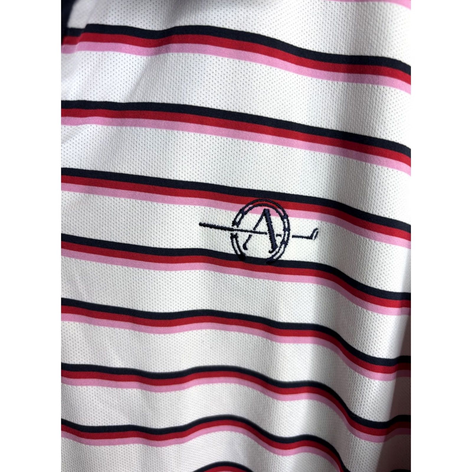 G/FORE G/FORE Polo Shirt Mens Large White Navy Red Striped Skull Golf Performance Shirt Size US L / EU 52-54 / 3 - 4 Thumbnail