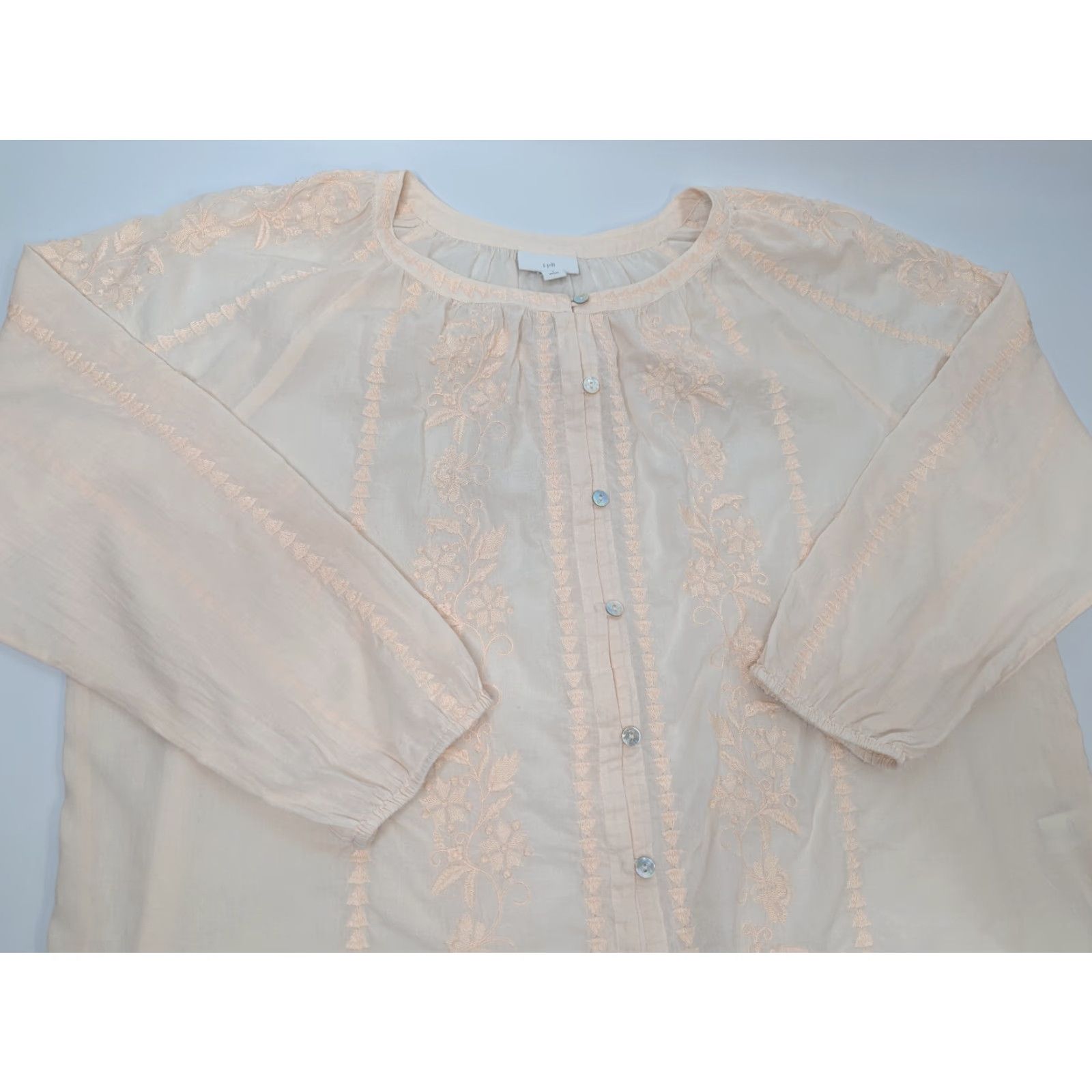J. Jill J Jill Women’s L Petite Floral Embroidered Boho Button Long Sleeve Blouse Size L / US 10 / IT 46 - 2 Thumbnail