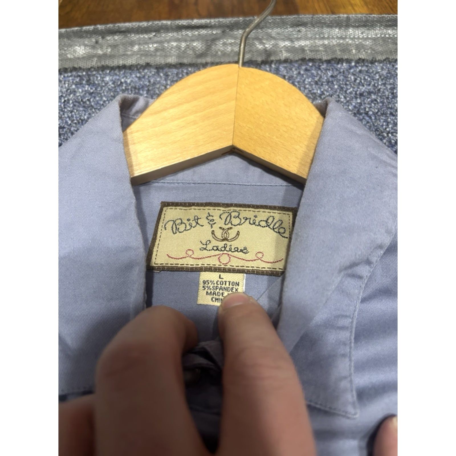Vintage VINTAGE Bit & Bridle Western Pearl Snap Shirt Women’s L Blue Brown Rodeo Cowboy L6 Size L / US 10 / IT 46 - 3 Thumbnail