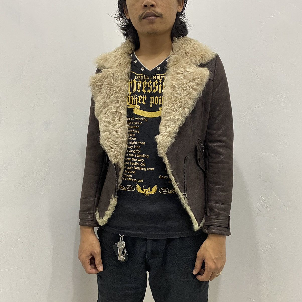 Japanese Brand VISIT in NEWYORK Suede Faux Leather Fur Style Jacket UNISEX Size US S / EU 44-46 / 1 - 2 Thumbnail