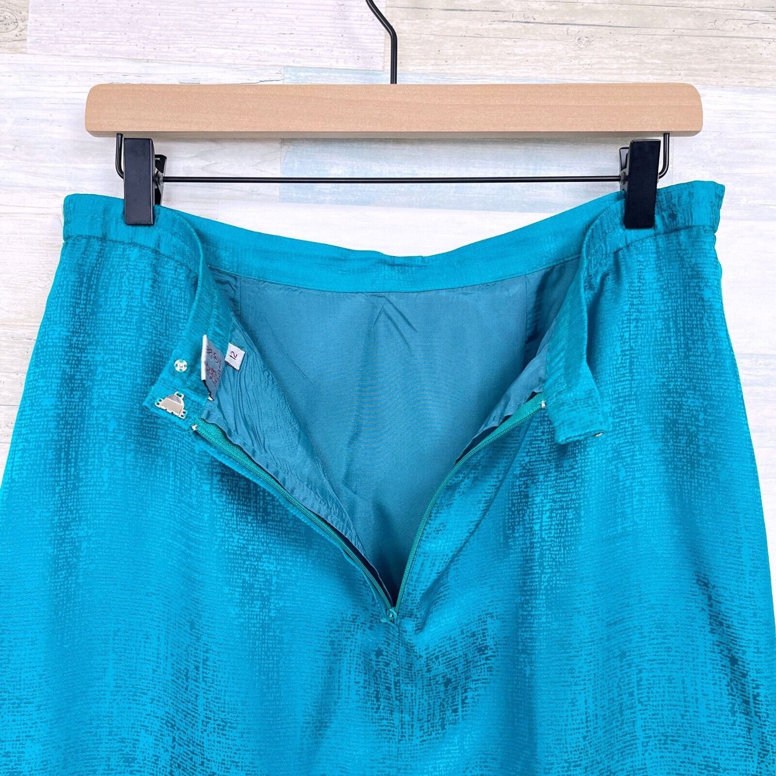 Vintage Adrianna Papell Silk Satin Skirt Suit Blue Womens 12 Size 34" / US 12 / IT 48 - 13 Thumbnail