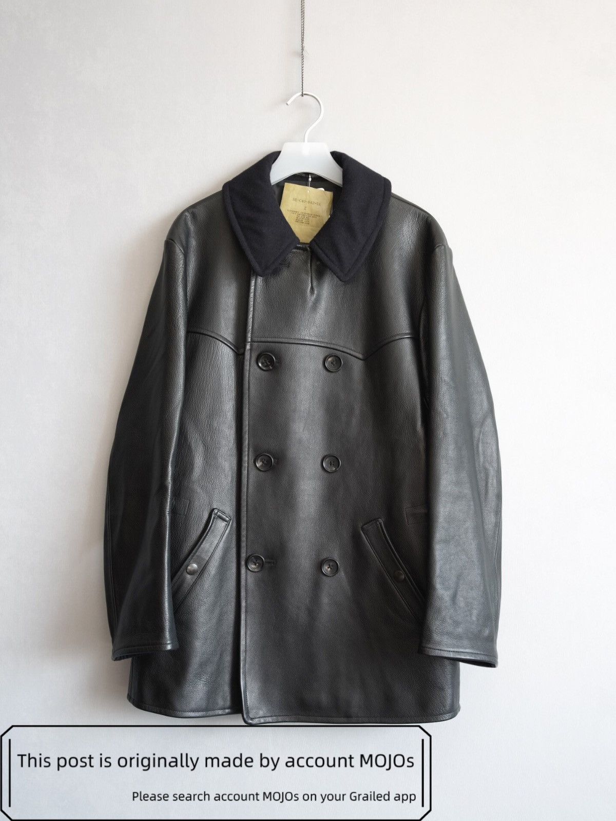 Sz2 Yohji Yamamoto 22aw Double Breasted Leather Jacket Mojos in Black, Men's