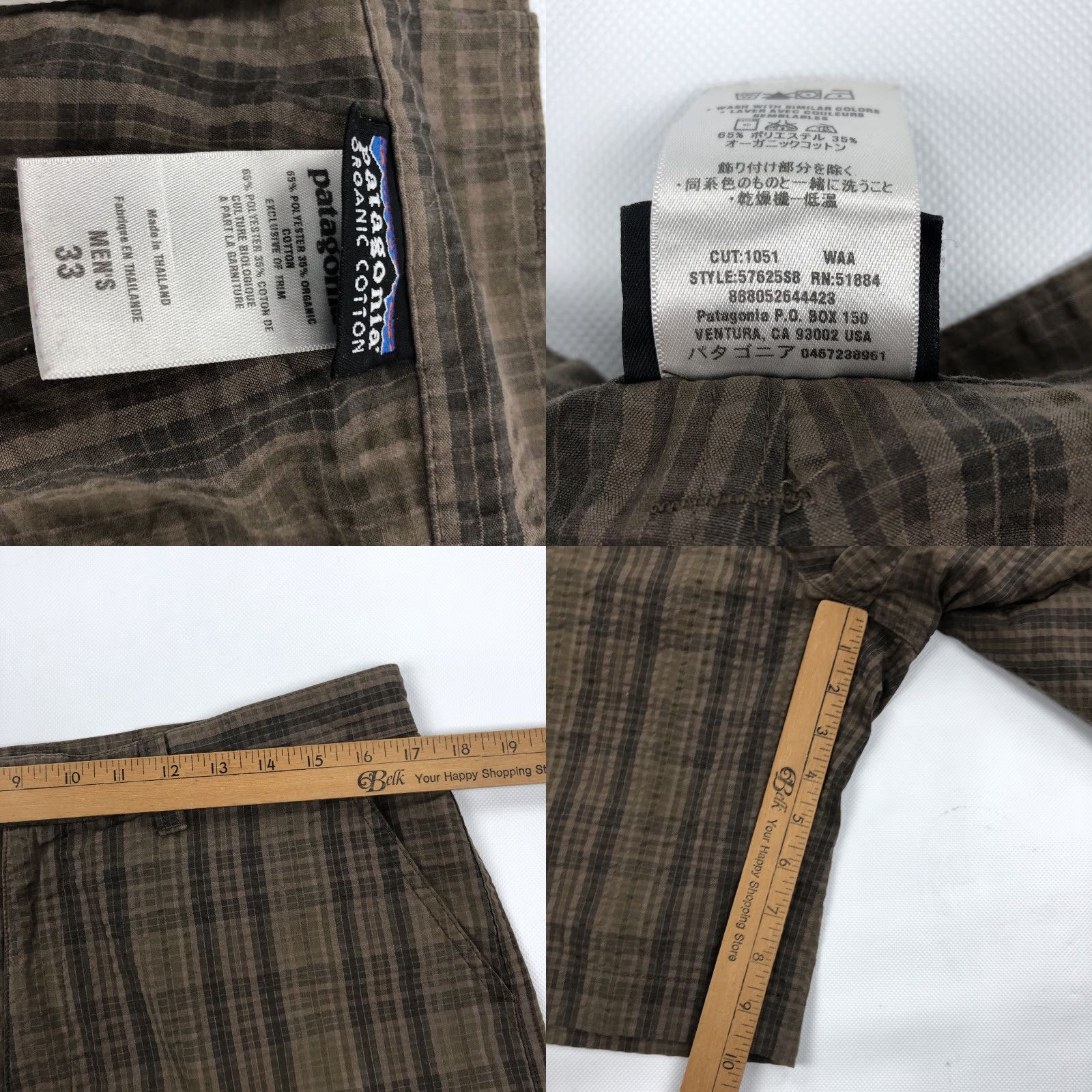 Patagonia Patagonia Men's 33 Brown Plaid Organic Cotton Blend Chino Walking Shorts Slim? (remove uncertain) Size US 33 - 8 Thumbnail