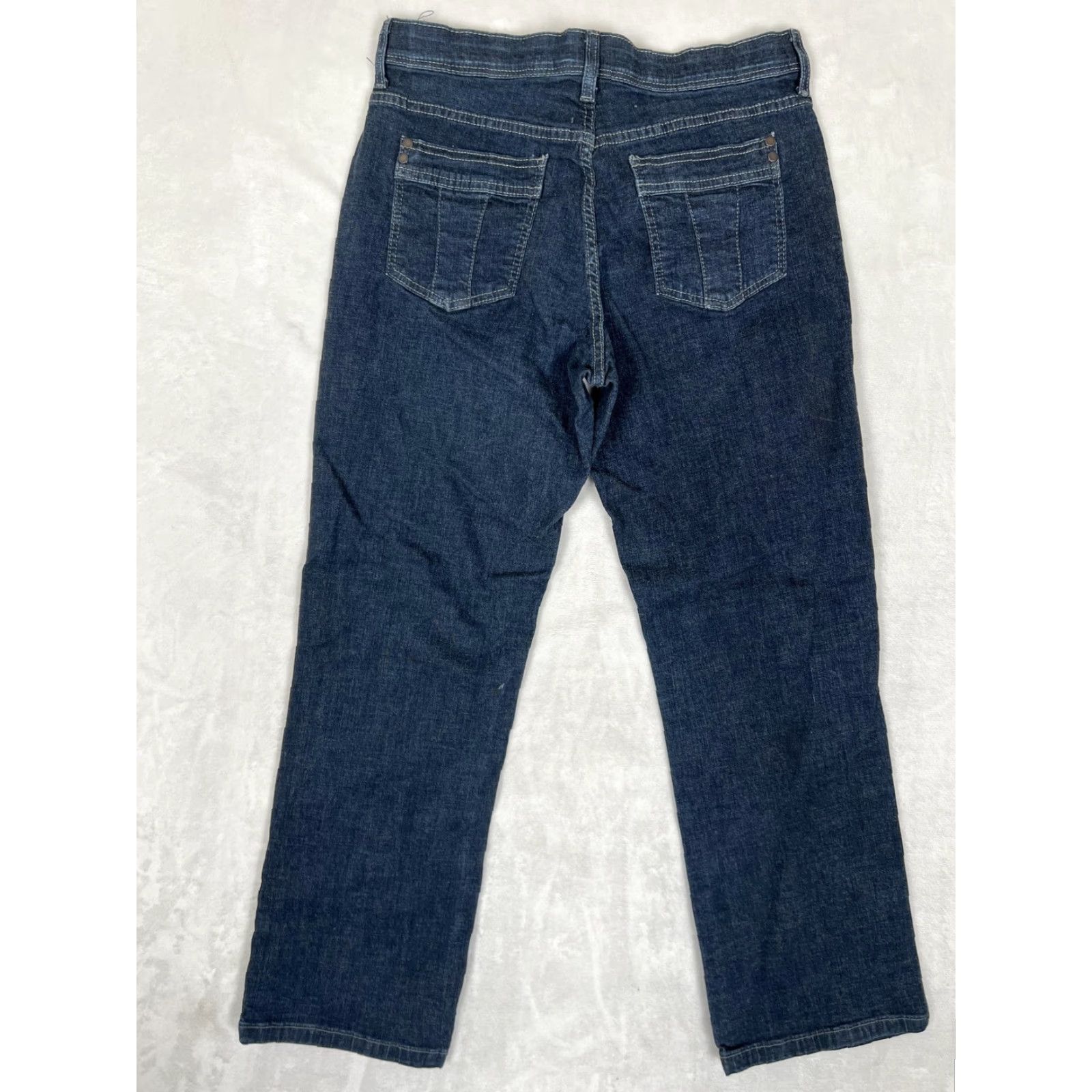 Lee Lee Jeans Womens 10 Petite Blue Dark Wash Straight Leg Comfort Stretch Denim Jeans Size 32" / US 10 / IT 46 - 6 Thumbnail