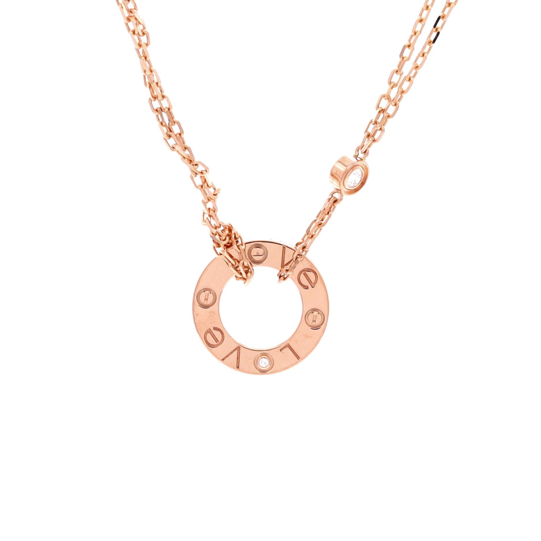 Cartier 2 Diamonds Love Pendant Necklace Size ONE SIZE - 1 Thumbnail