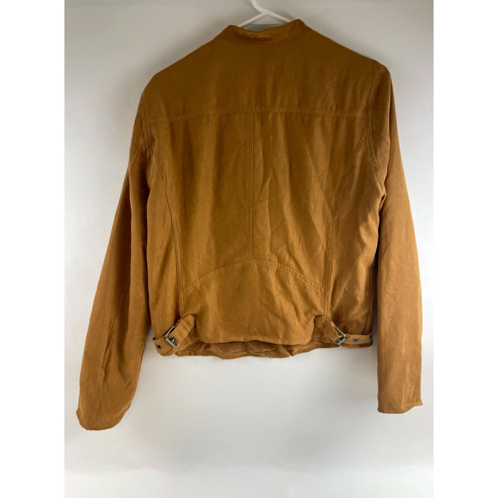 Camel STACCATO Jacket Women's Large Camel Brown Moto Asymmetric Full Zip Belted Jacket Regular Size Type MN | Outdoor Travel Style Motorcycle Coat Size L / US 10 / IT 46 - 2 Thumbnail