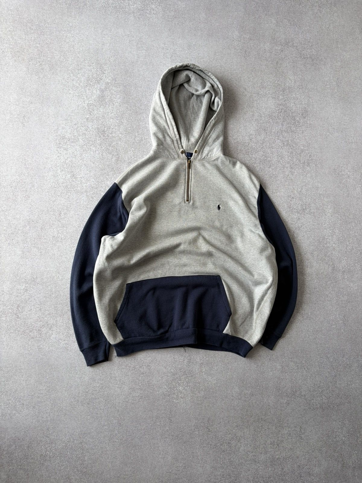 Polo Ralph Lauren VTG Polo Ralph Lauren Half Zip Hoodie Gray Navy Men’s SZ XL Size US XL / EU 56 / 4 - 1 Thumbnail