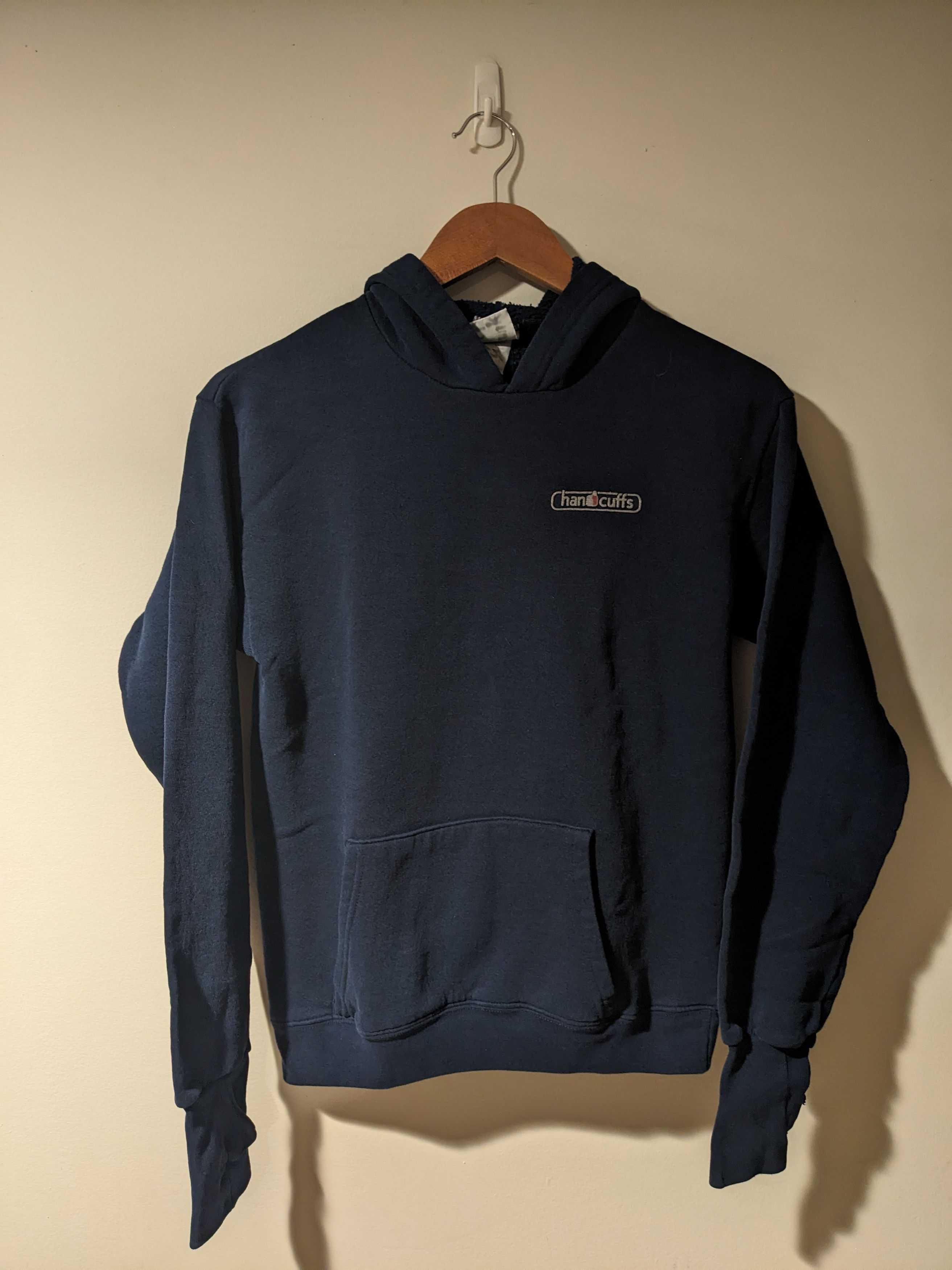 Designer × Vintage Vintage 90s Hand Cuffs Essential Blue Youth Medium Hoodie Size US M / EU 48-50 / 2 - 1 Thumbnail