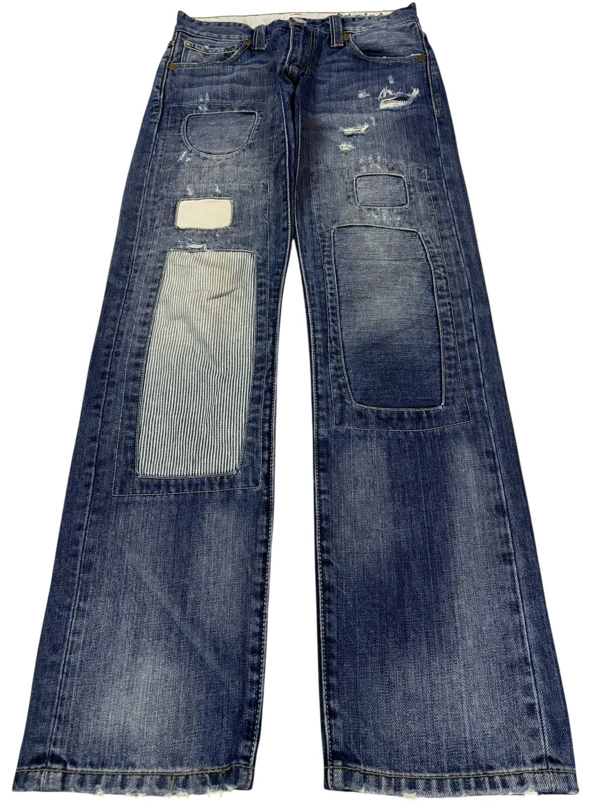 Levi's Vtg Y2k Levis 505 Distressed Patchwork Jeans Size US 28 / EU 44 - 1 Thumbnail
