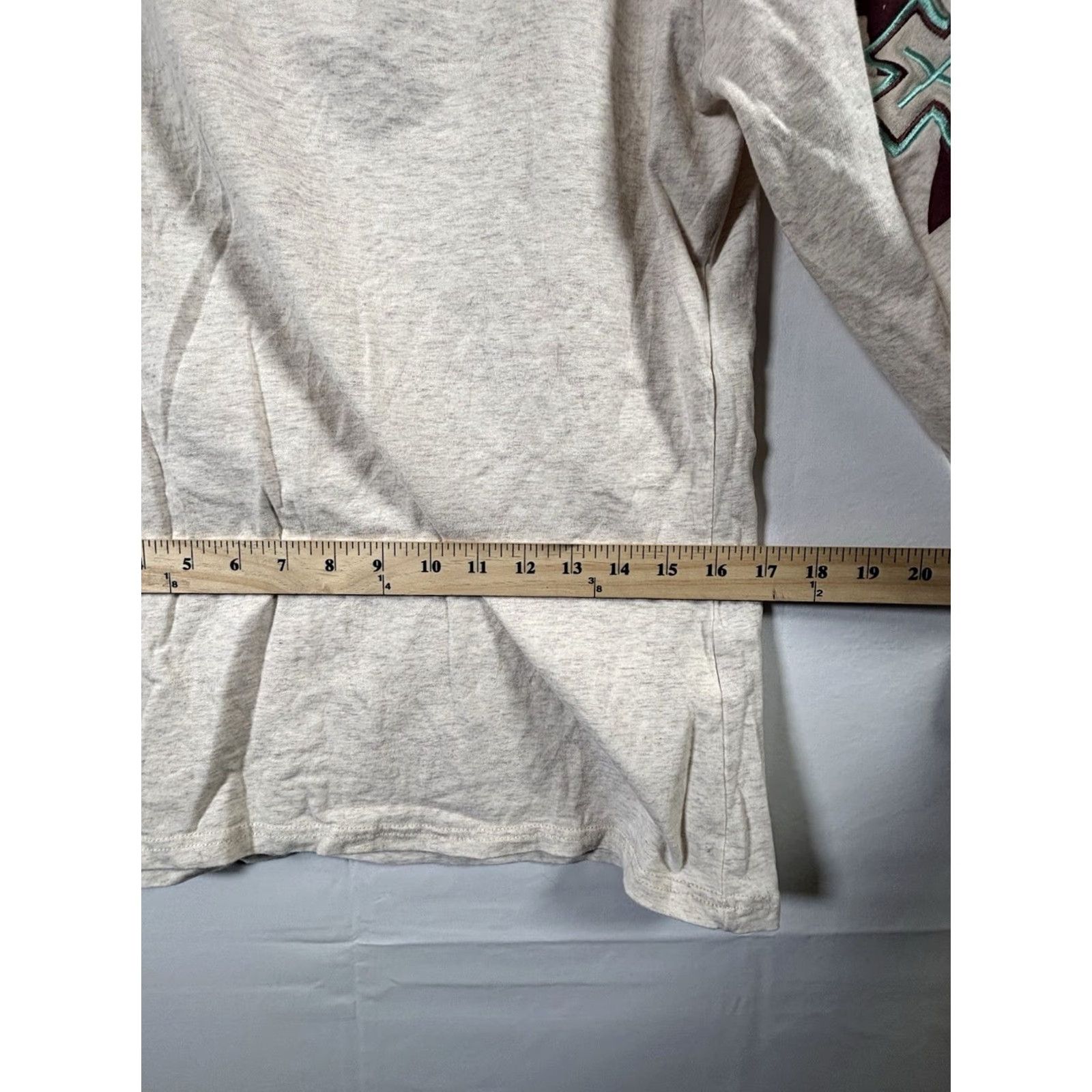 Ariat Ariat Women's Longhorn Floral T-Shirt Long Sleeve Beige Large Crew Neck Raglan Knit Cotton Casual Size L / US 10 / IT 46 - 3 Thumbnail