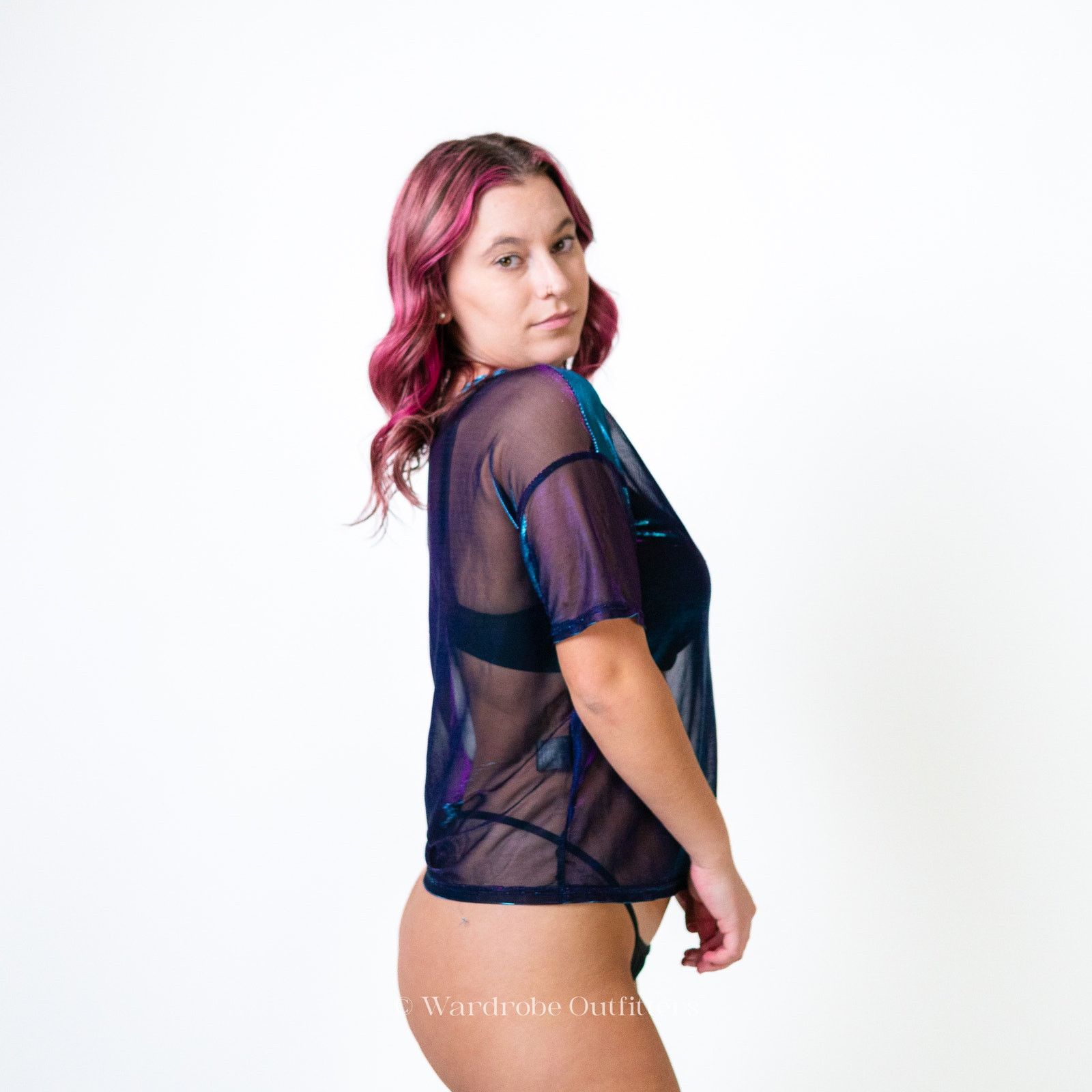 Designer Purple Sheer Mesh Rave Tee Size M / US 6-8 / IT 42-44 - 4 Thumbnail
