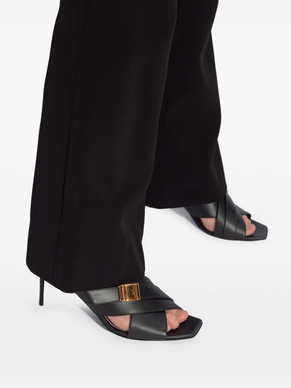 Balmain o1s1wg110925 Crossover 75mm Leather Mules in Black Size US 5 / IT 35 - 6 Thumbnail