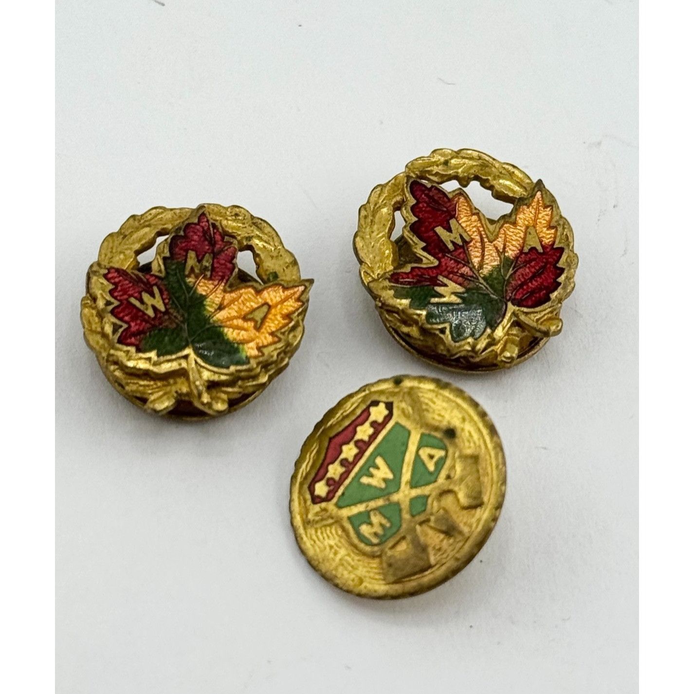 Vintage Woodsmen Of America enamel button stud screwback lapel pin l Size ONE SIZE - 1 Thumbnail