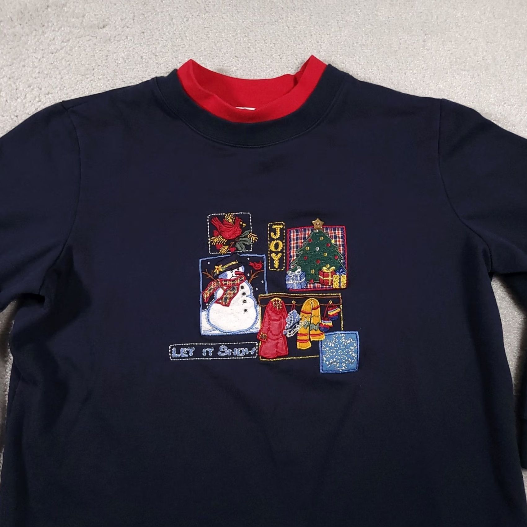 Vintage VINTAGE Bobbie Brooks Sweatshirt Women 14W 16W Embroidered Granny Let It Snow Winter Crew Neck Pullover Knit Long Sleeve Blue 90s Womens Size XL / US 12-14 / IT 48-50 - 3 Thumbnail