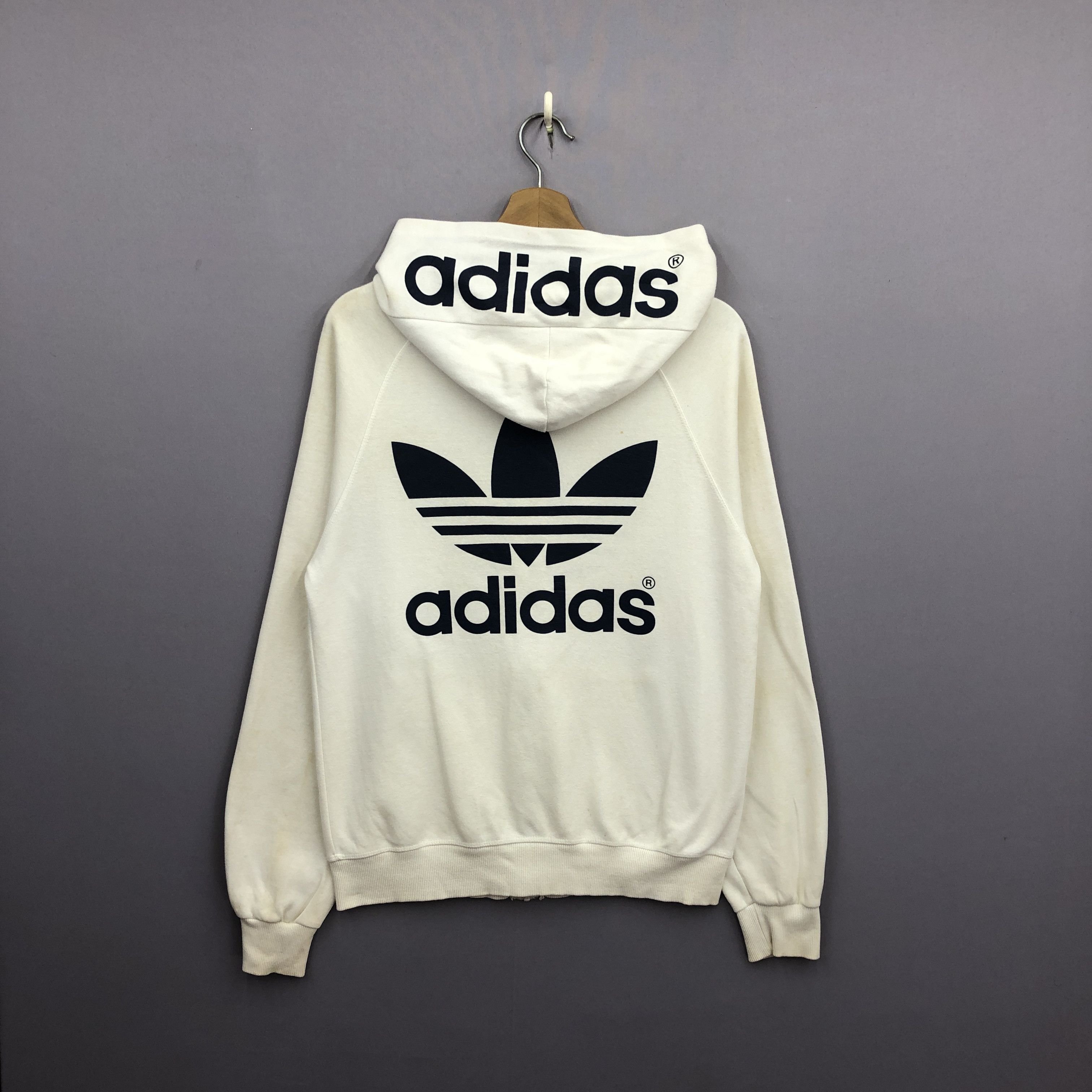 Japanese Brand Vintage Adidas Hooded Sweater Adidas Trefoil Sweatshirt Size US M / EU 48-50 / 2 - 1 Thumbnail