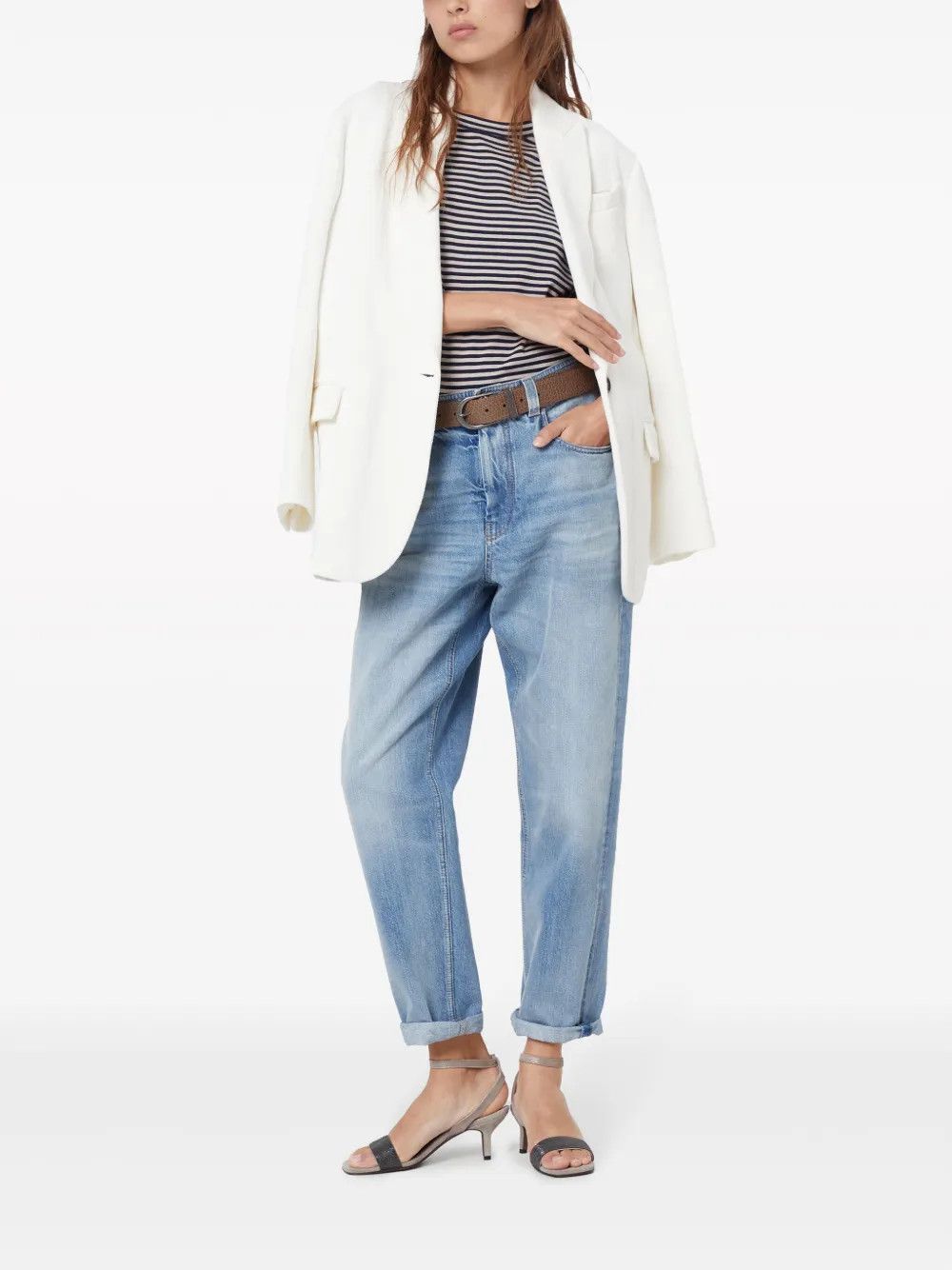 Brunello Cucinelli o1la1rc1a0425 Lady Denim Pants in Light Blue Size 28" / US 6 / IT 42 - 4 Thumbnail