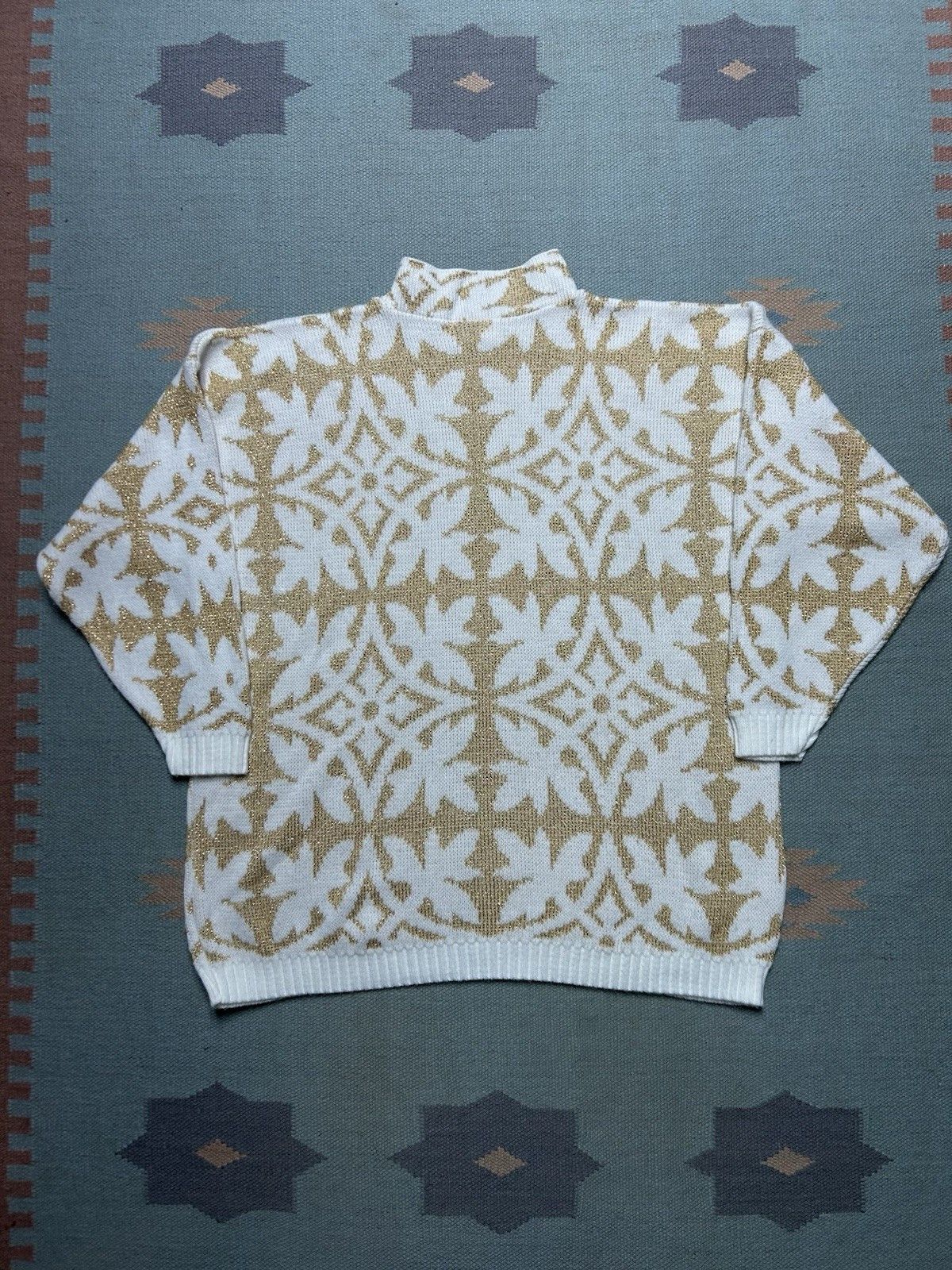 Vintage vtg 80s knit sweater Rose acrylic lurex sparkle snowflake XL Size XL / US 12-14 / IT 48-50 - 5 Thumbnail